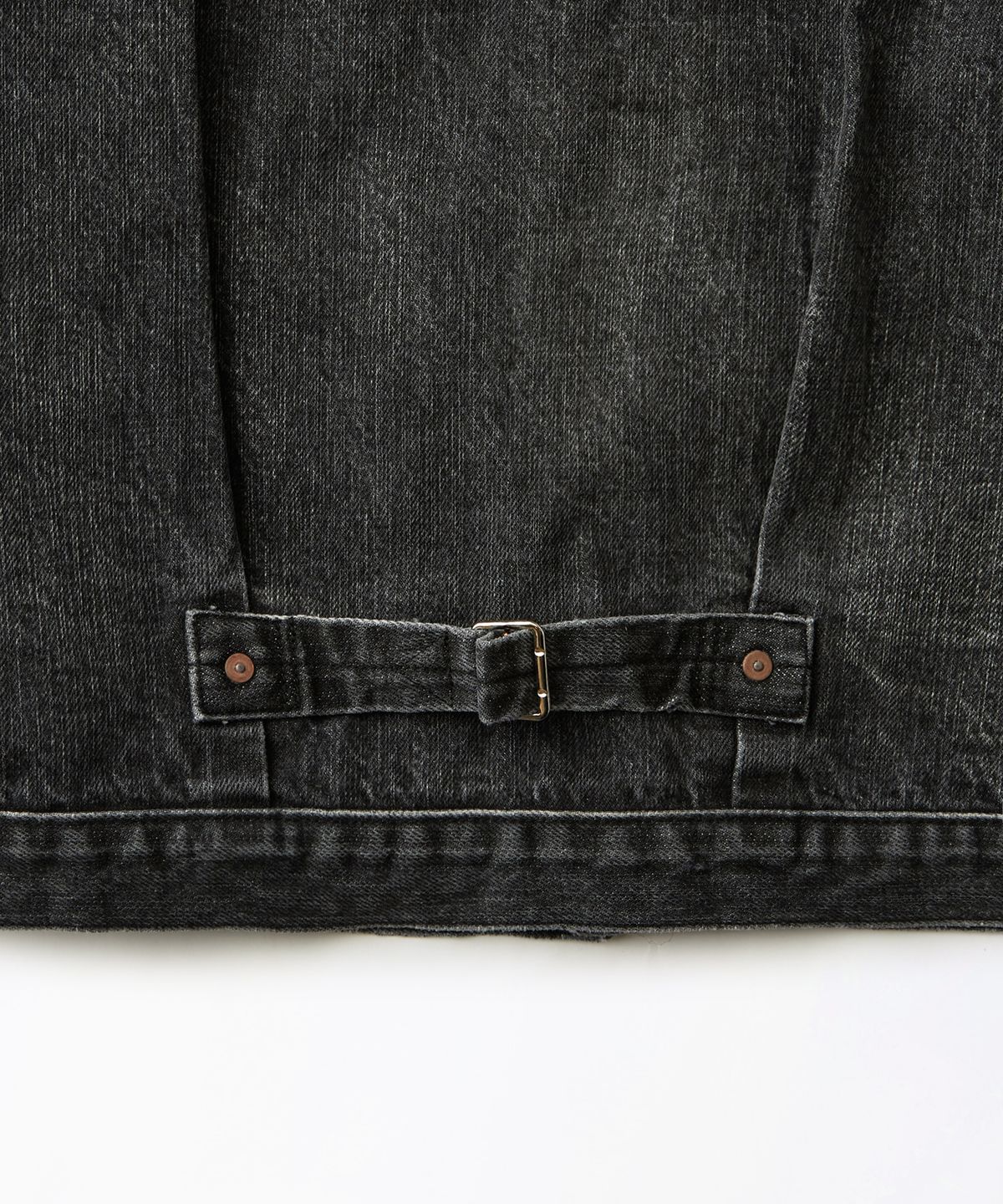 아웃스탠딩(OUTSTANDING) SELVEDGE DENIM 1ST JACKET_WASHED BLACK