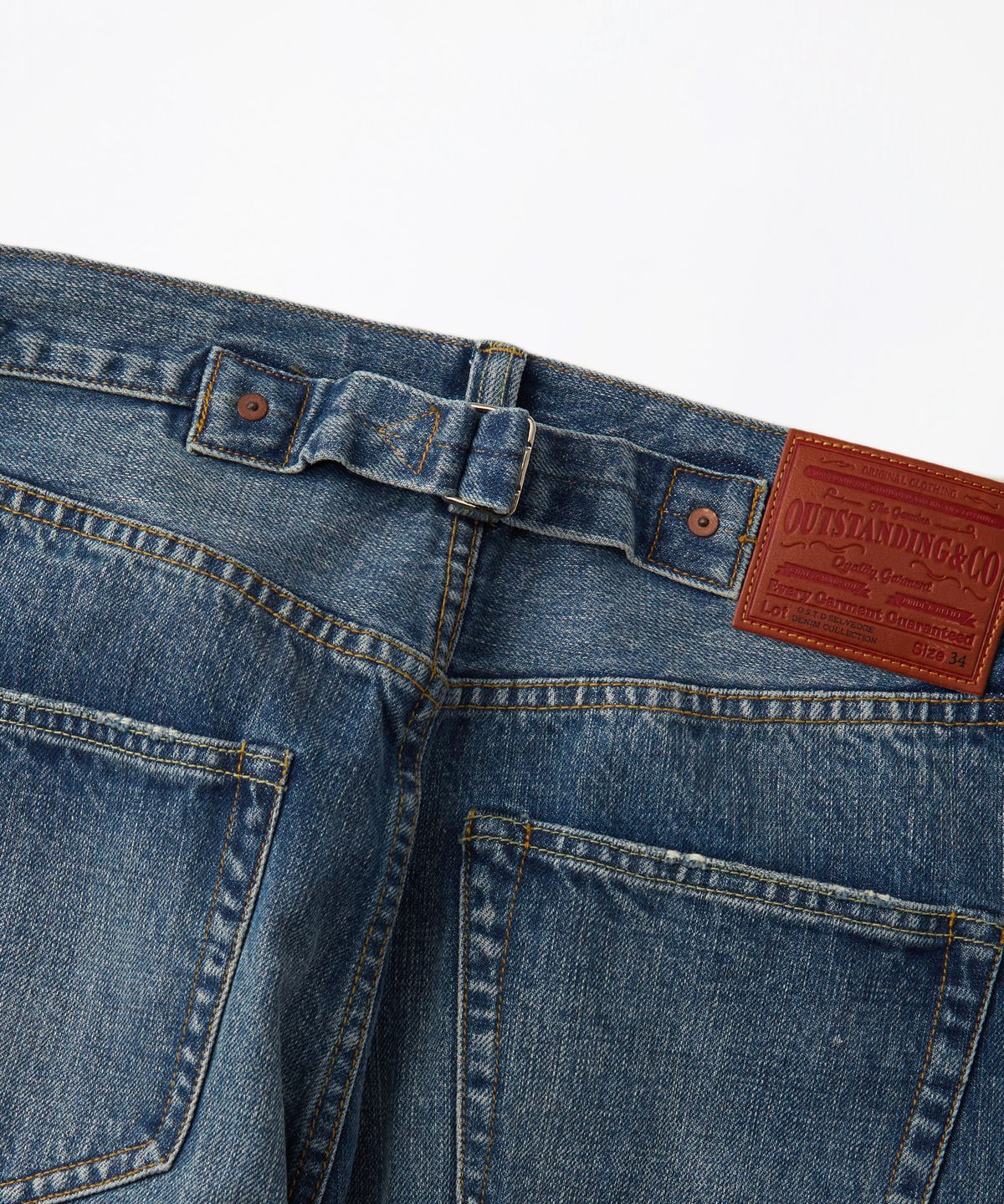 아웃스탠딩(OUTSTANDING) 30S CINCH BACK SELVEDGE WIDE PANTS_L.BLUE