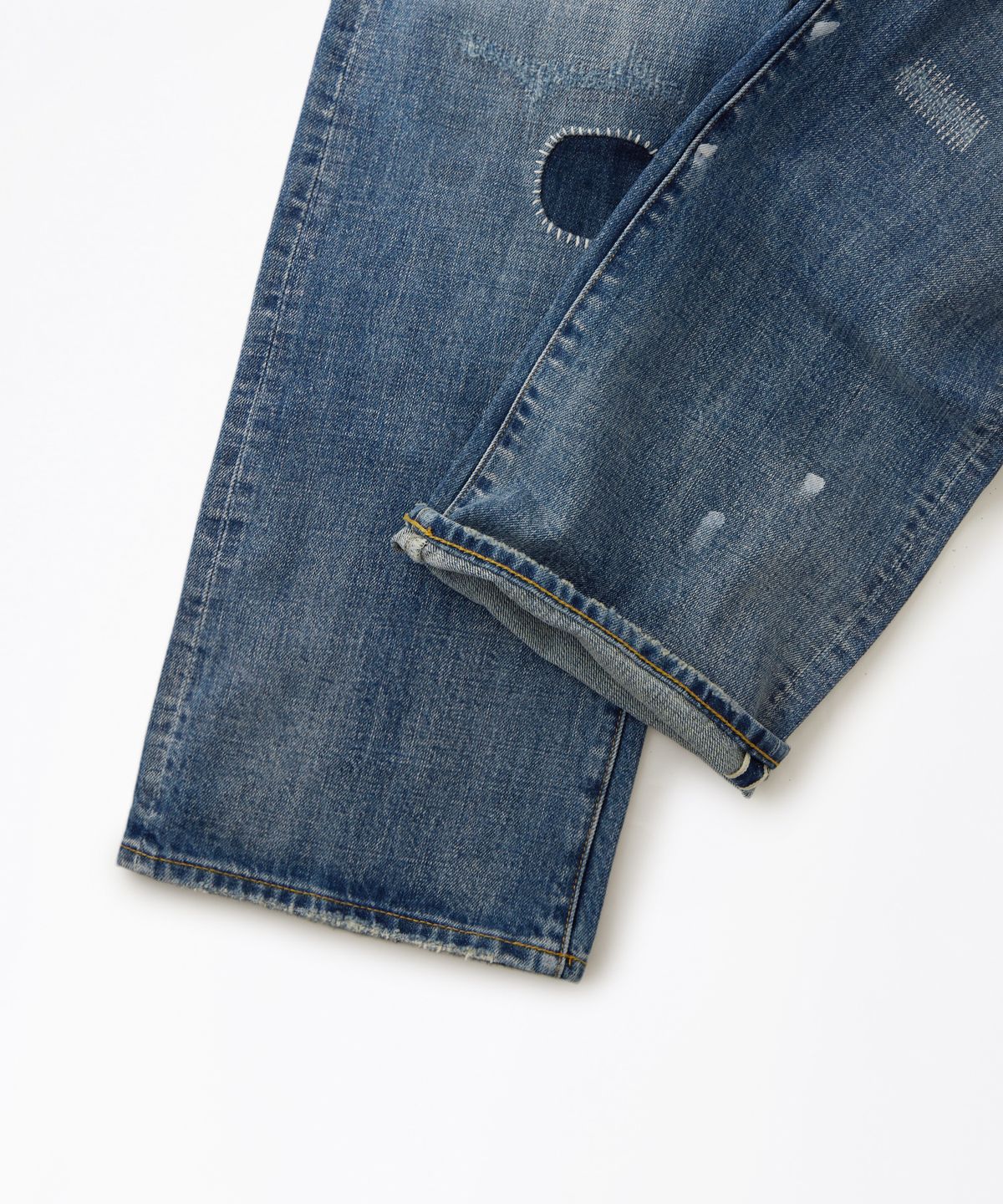 아웃스탠딩(OUTSTANDING) 30S CINCH BACK SELVEDGE WIDE PANTS_REPAIR BLUE