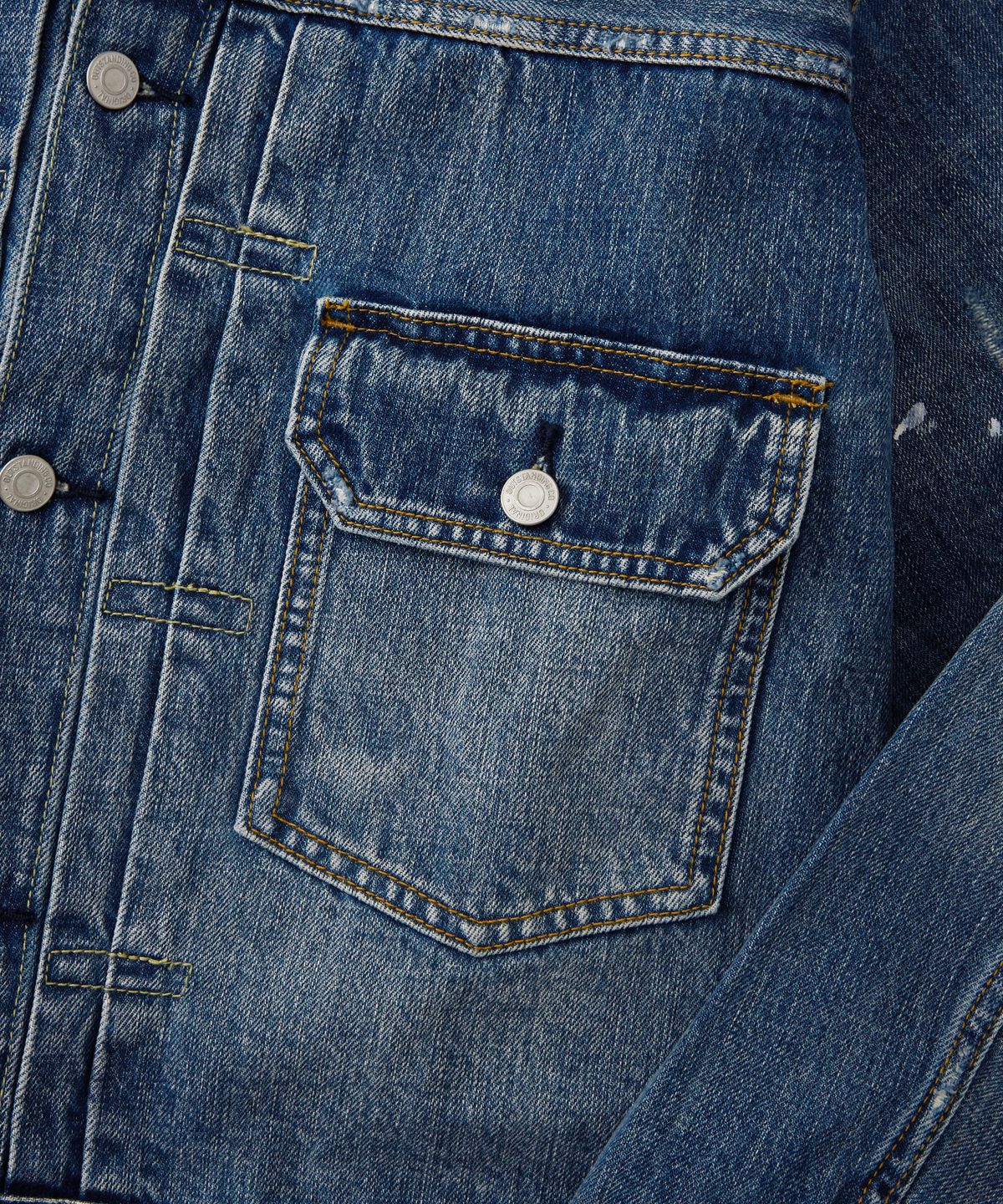 아웃스탠딩(OUTSTANDING) SELVEDGE DENIM 2ND JACKET_REPAIR BLUE