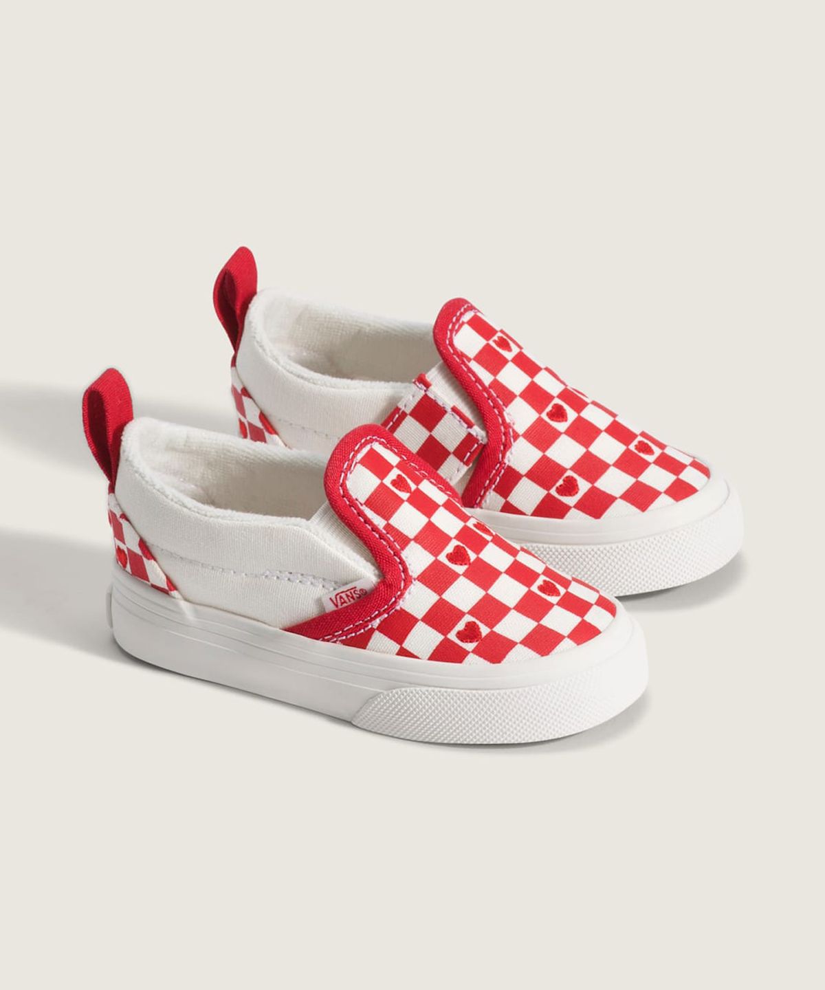 반스 키즈(VANS KIDS) 슬립온 V 토들러_레드 핫 발렌타인스 레이싱 레드/트루화이트