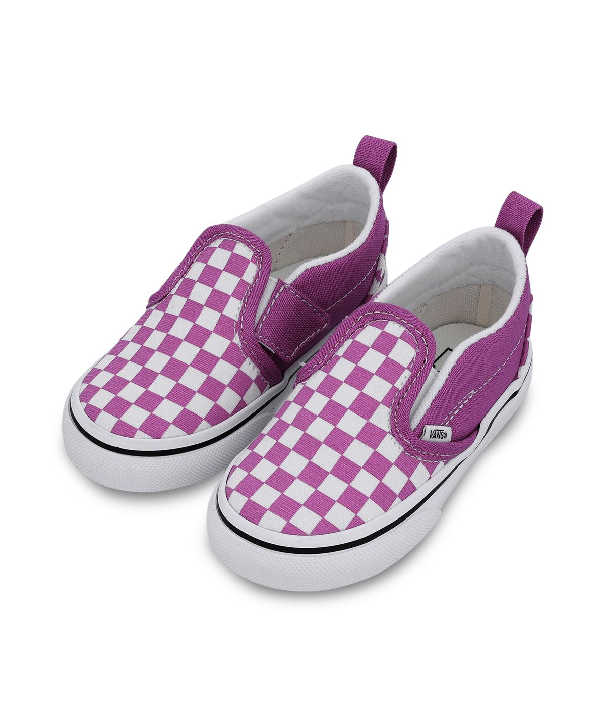 반스 키즈(VANS KIDS) 슬립온 V 토들러_컬러 띠어리 체커보드 퍼플/화이트