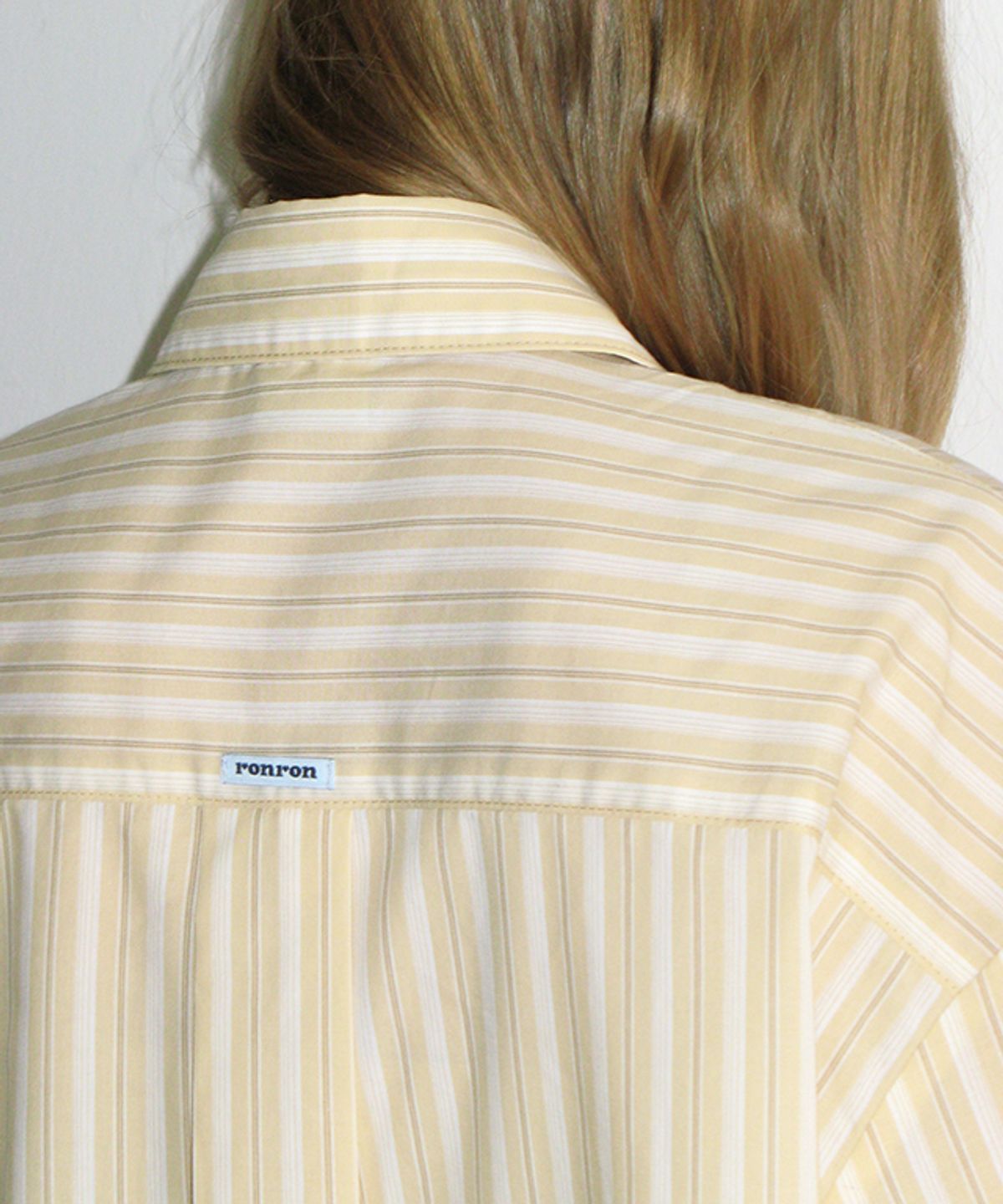 론론(RONRON) BUTTON POCKET OVERSIZED SHIRT YELLOW STRIPE