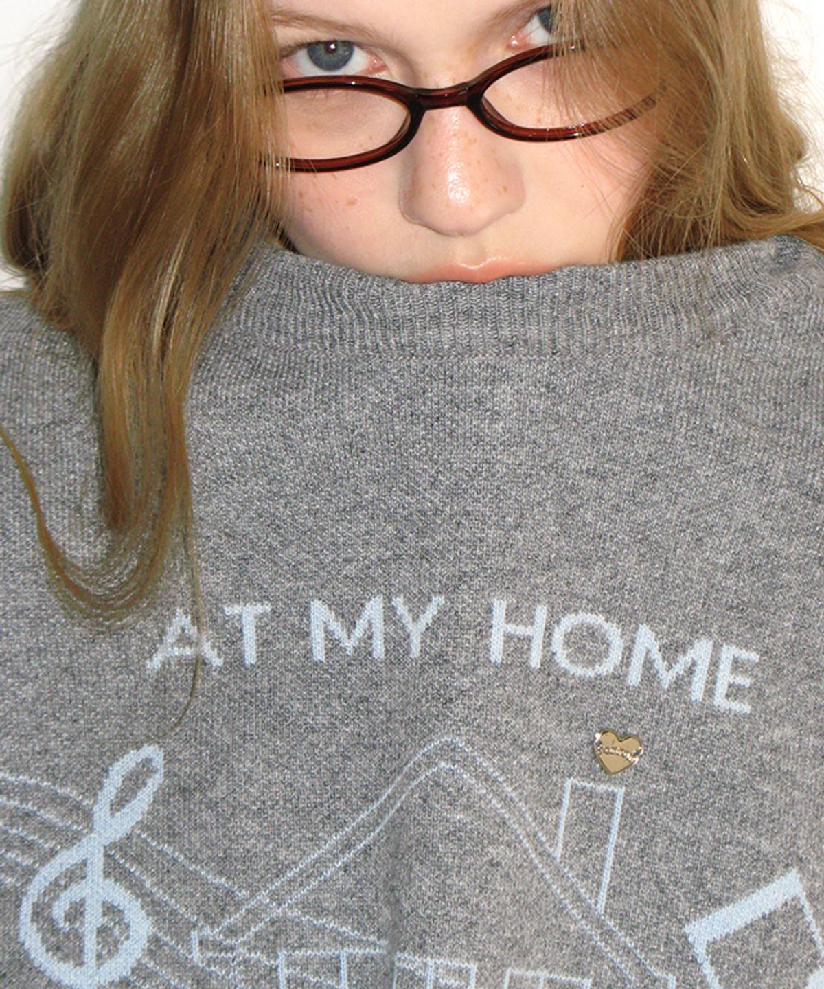 론론(RONRON) MELODY HOUSE KNIT PULLOVER GREY
