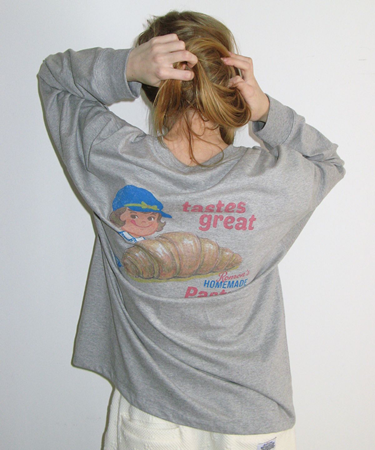 론론(RONRON) VINTAGE CROISSANT OVER FIT LONG SLEEVE GREY