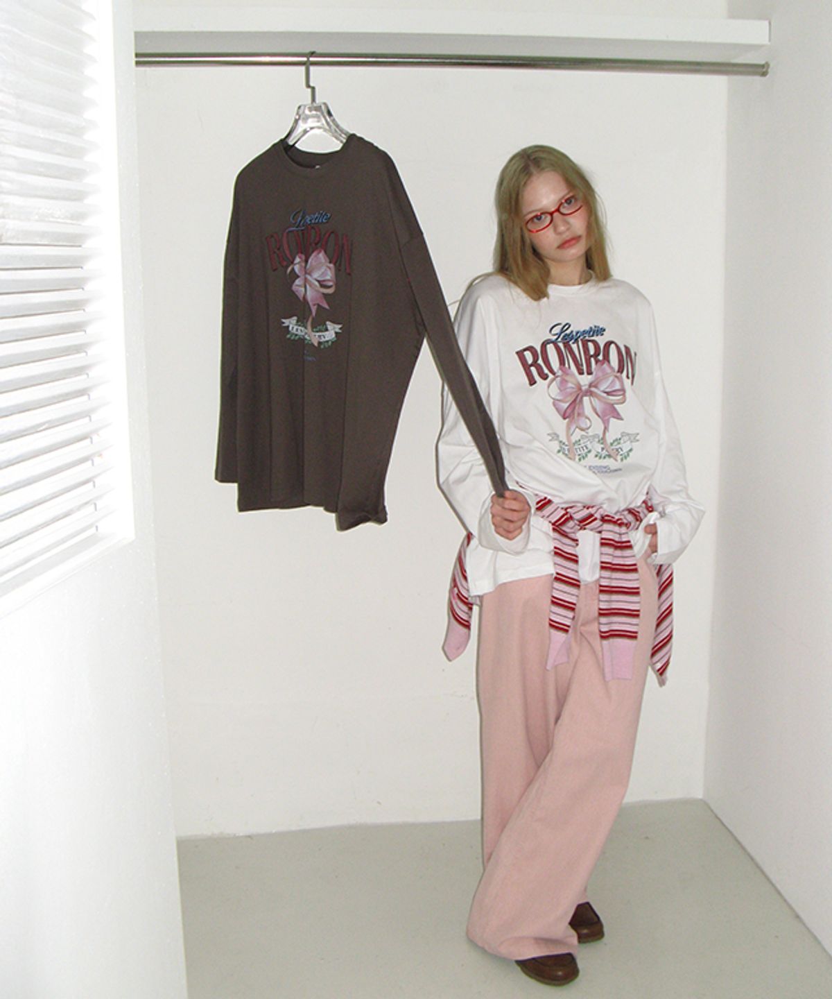 론론(RONRON) VINTAGE DOUBLE RIBBON LONG SLEEVE WHITE