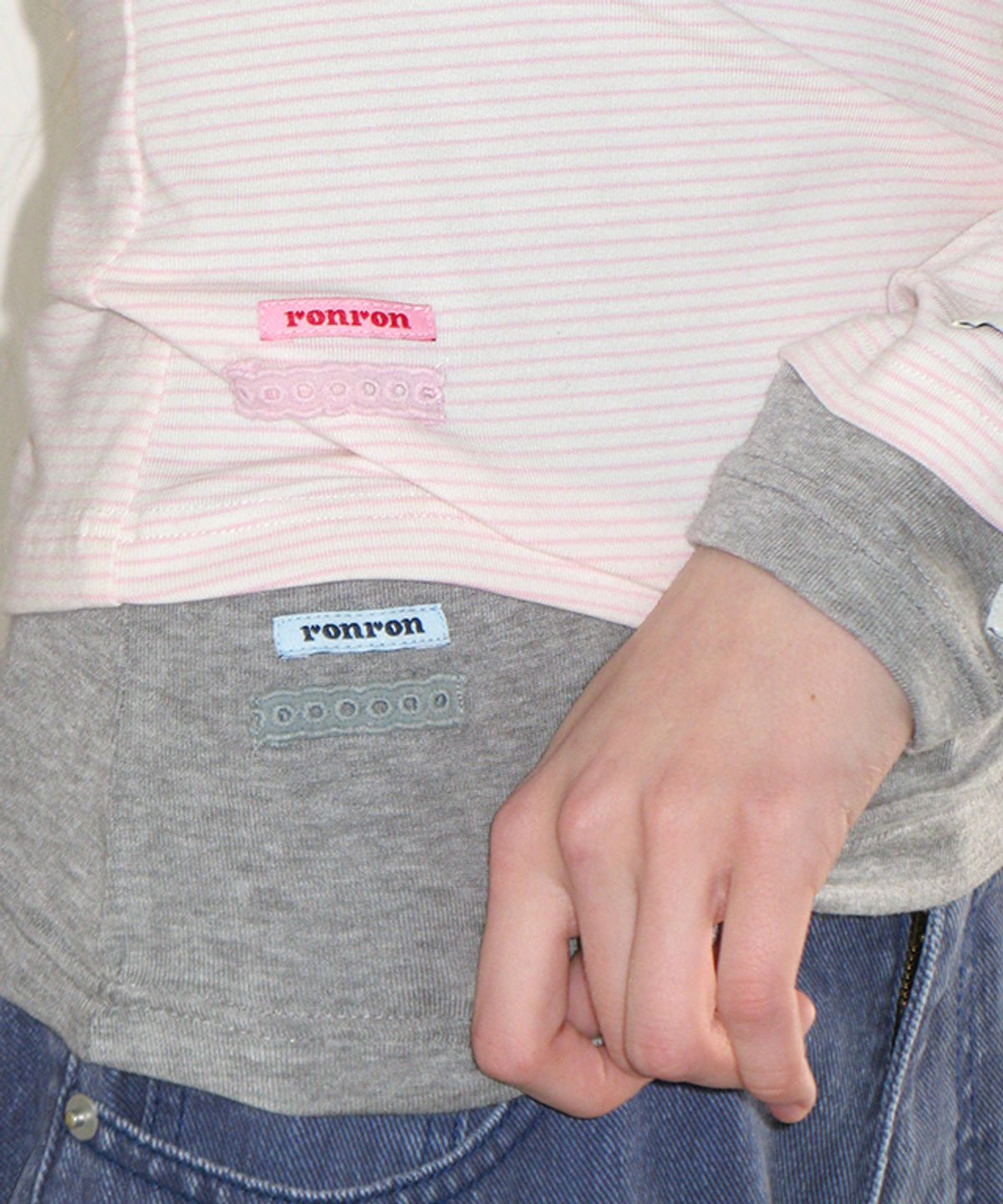 론론(RONRON) SOFT MINI LABEL LONG SLEEVE GREY