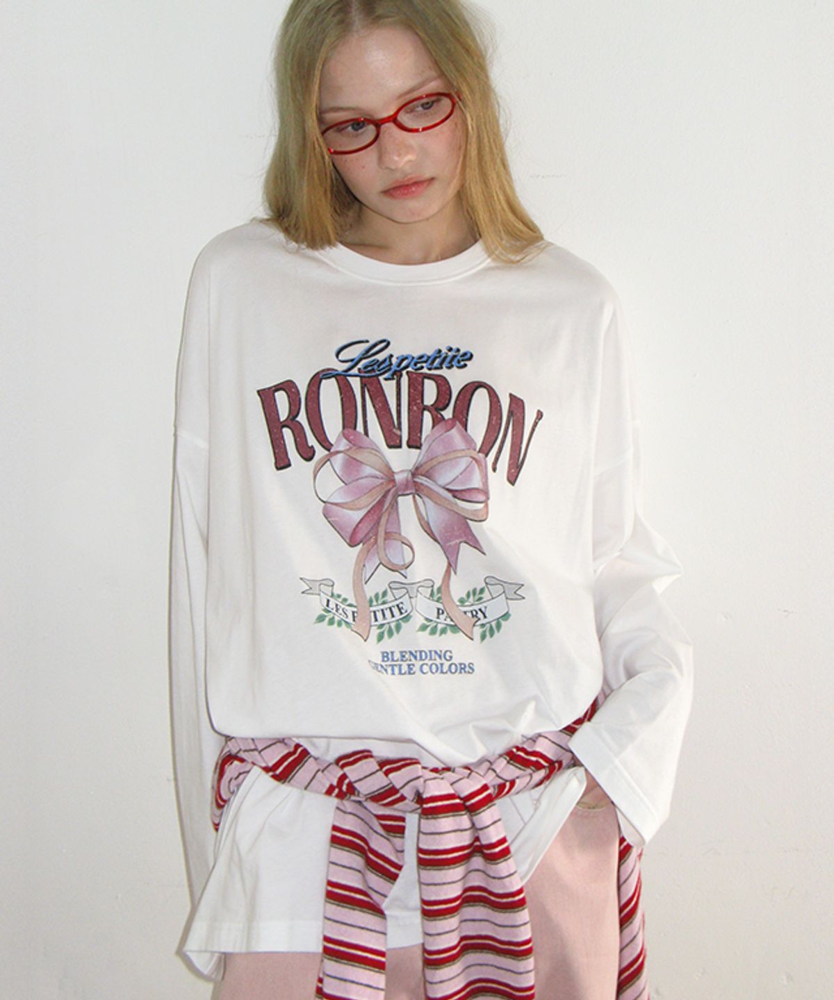 론론(RONRON) SOFT DAYS KNIT CARDIGAN PINK STRIPE
