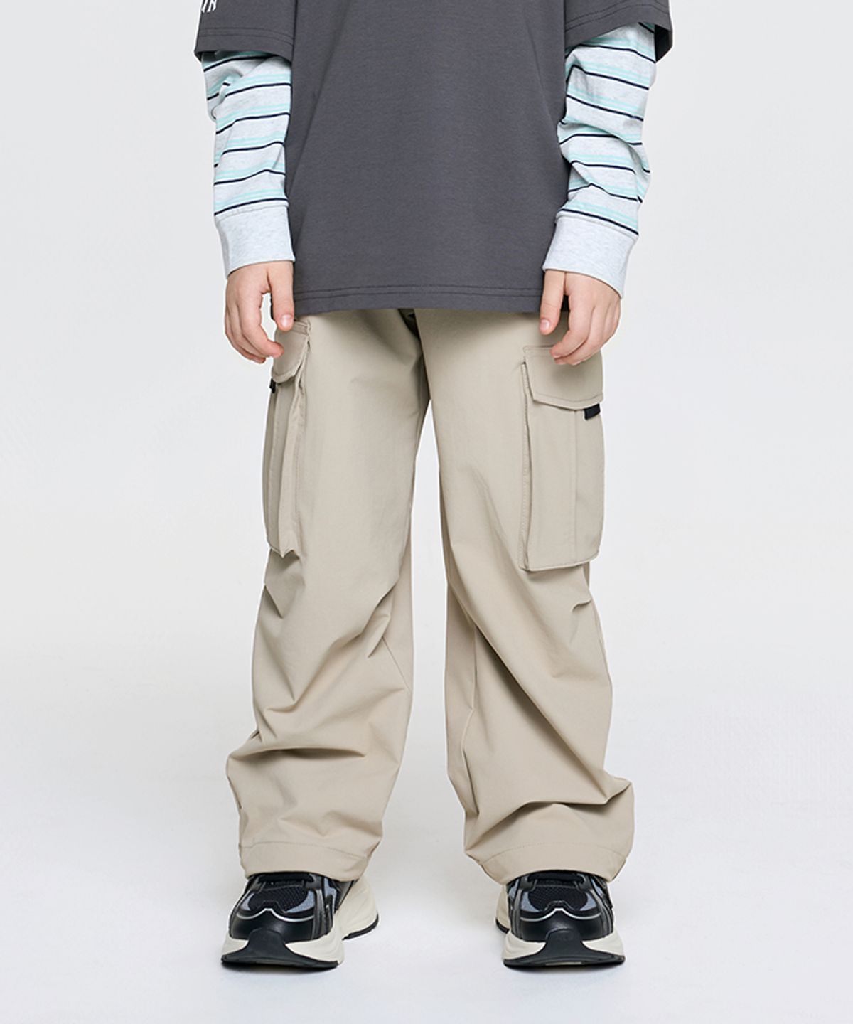 엠엘비 키즈(MLB KIDS) 아웃도어 루즈 스트레이트 카고 우븐팬츠 NY (Beige)