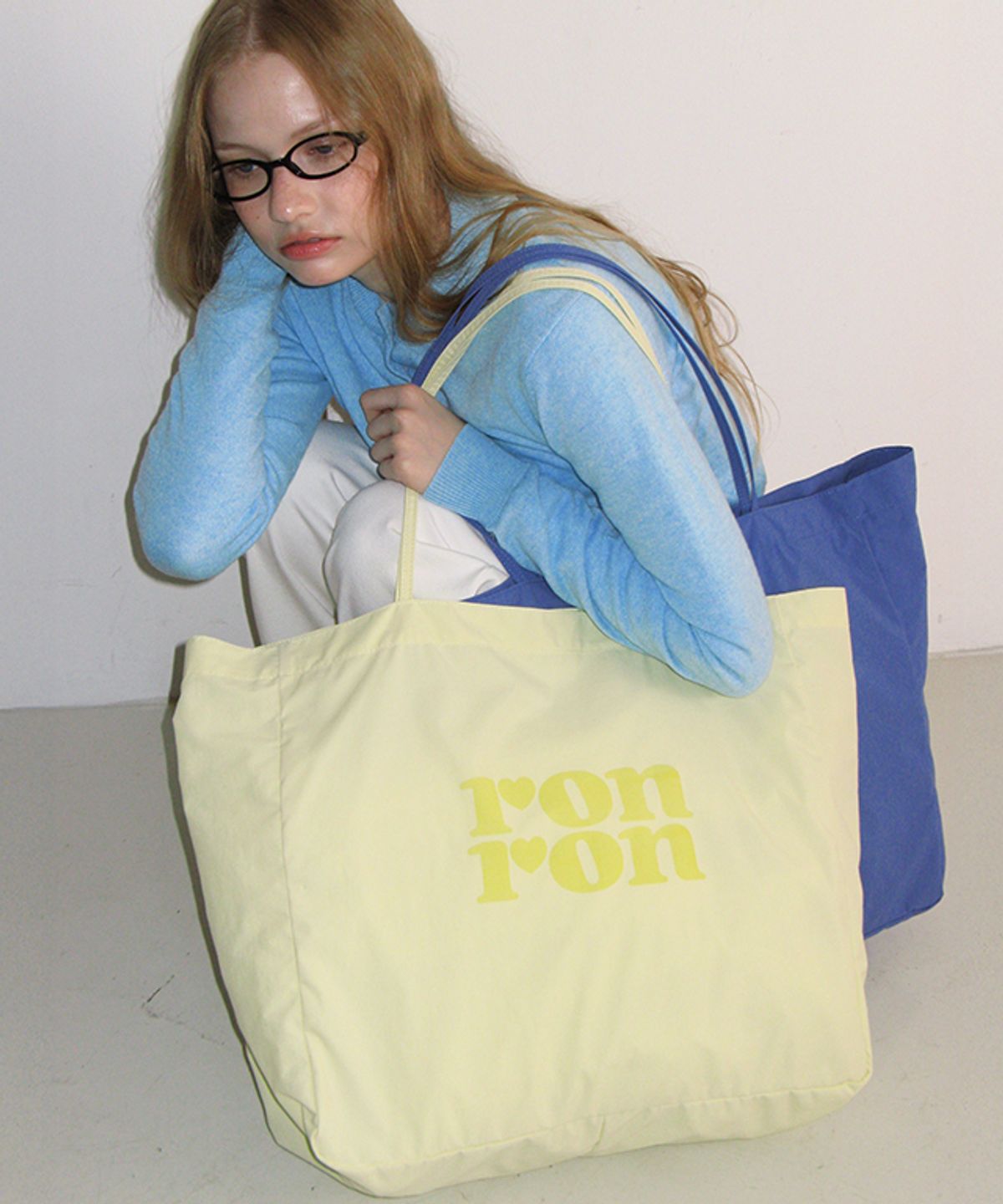 론론(RONRON) LOGO NYLON SHOPPER LEMON