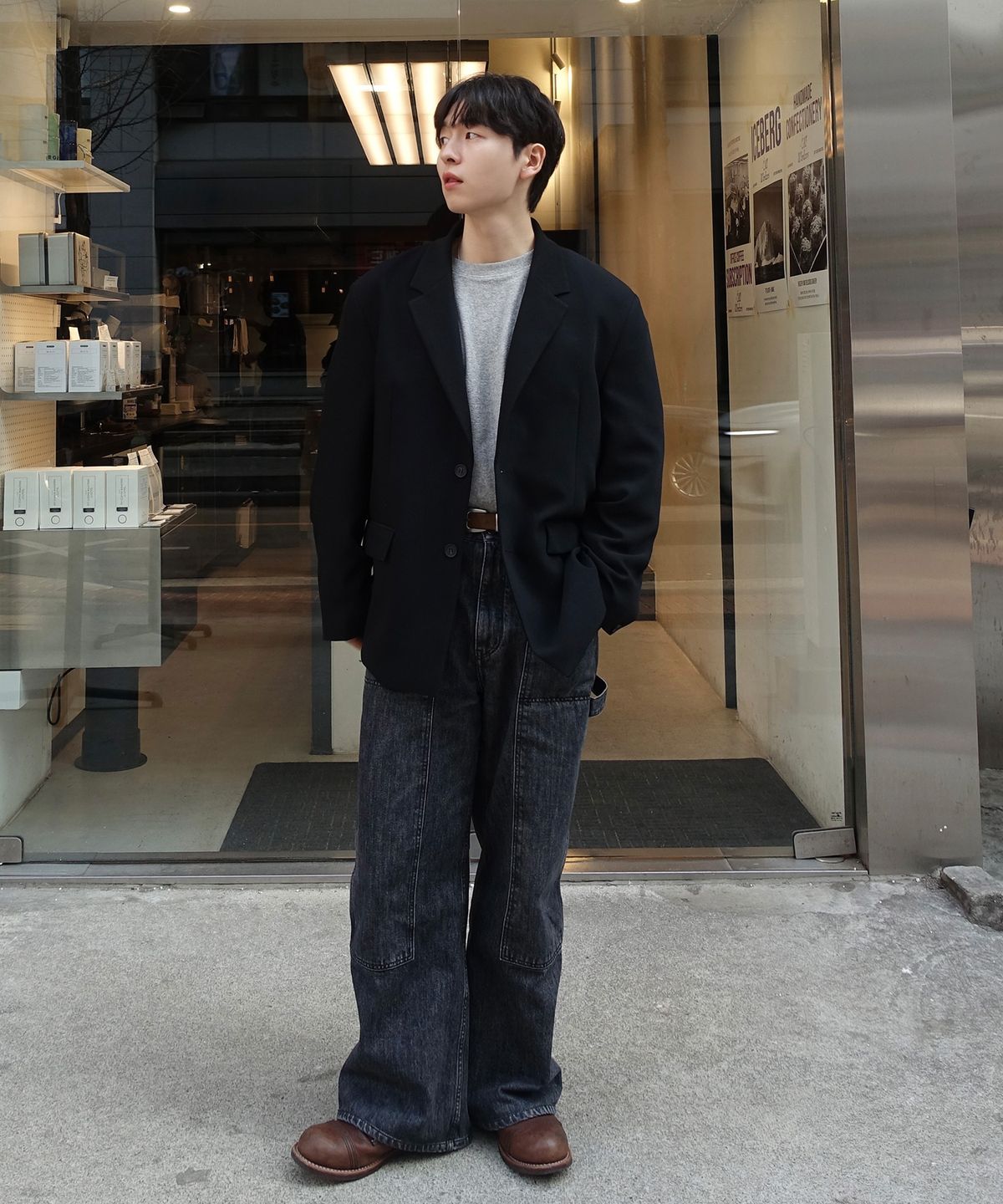 마인드브릿지(MINDBRIDGE) [SET][COUTURE]오버핏 트윌 미니멀 와이드 셋업