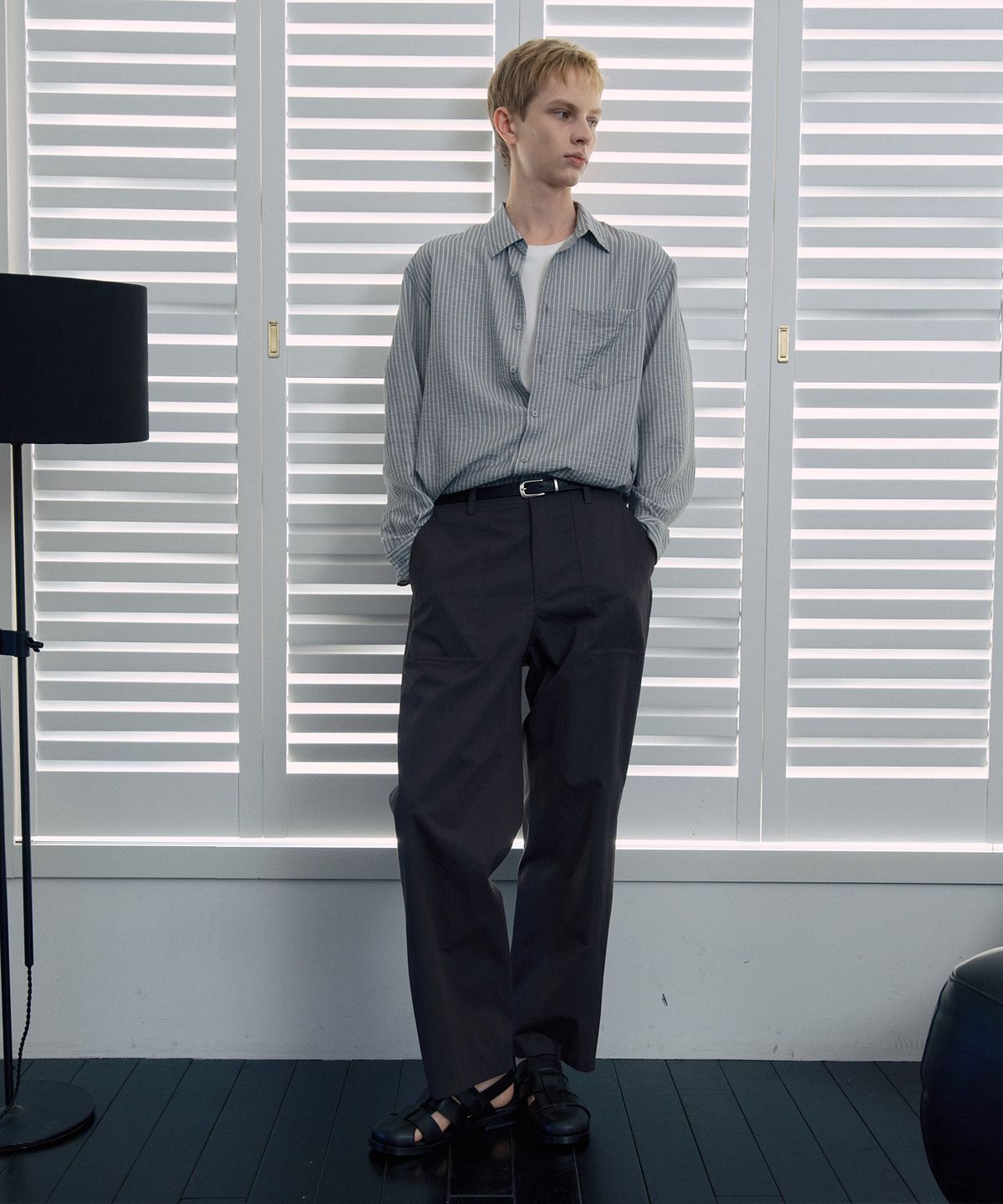 마인드브릿지(MINDBRIDGE) [COUTURE]스트라이프 오버핏 데일리 셔츠 - 2color