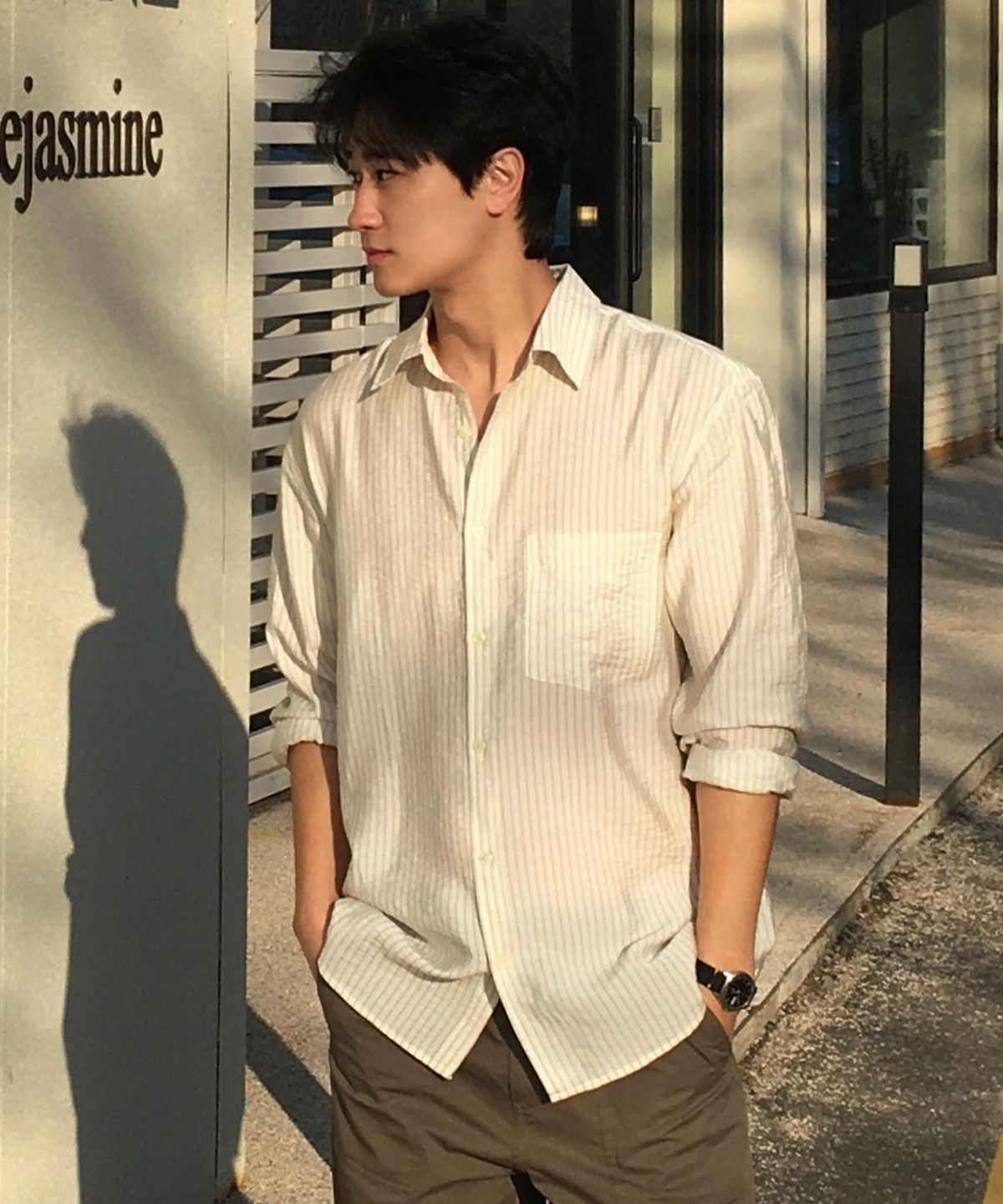 마인드브릿지(MINDBRIDGE) [COUTURE]스트라이프 오버핏 데일리 셔츠 - 2color