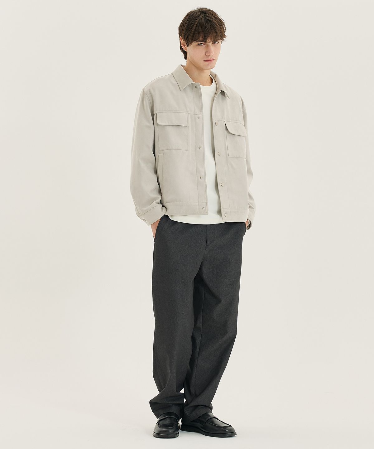 마인드브릿지(MINDBRIDGE) [COUTURE]데님 라이크 세미 와이드 팬츠