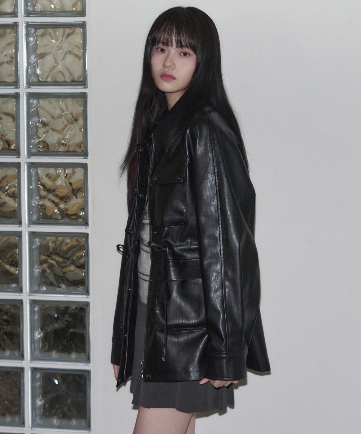 레더리(LEATHERY) 필드 크랙 레더 하프 자켓 [BLACK]