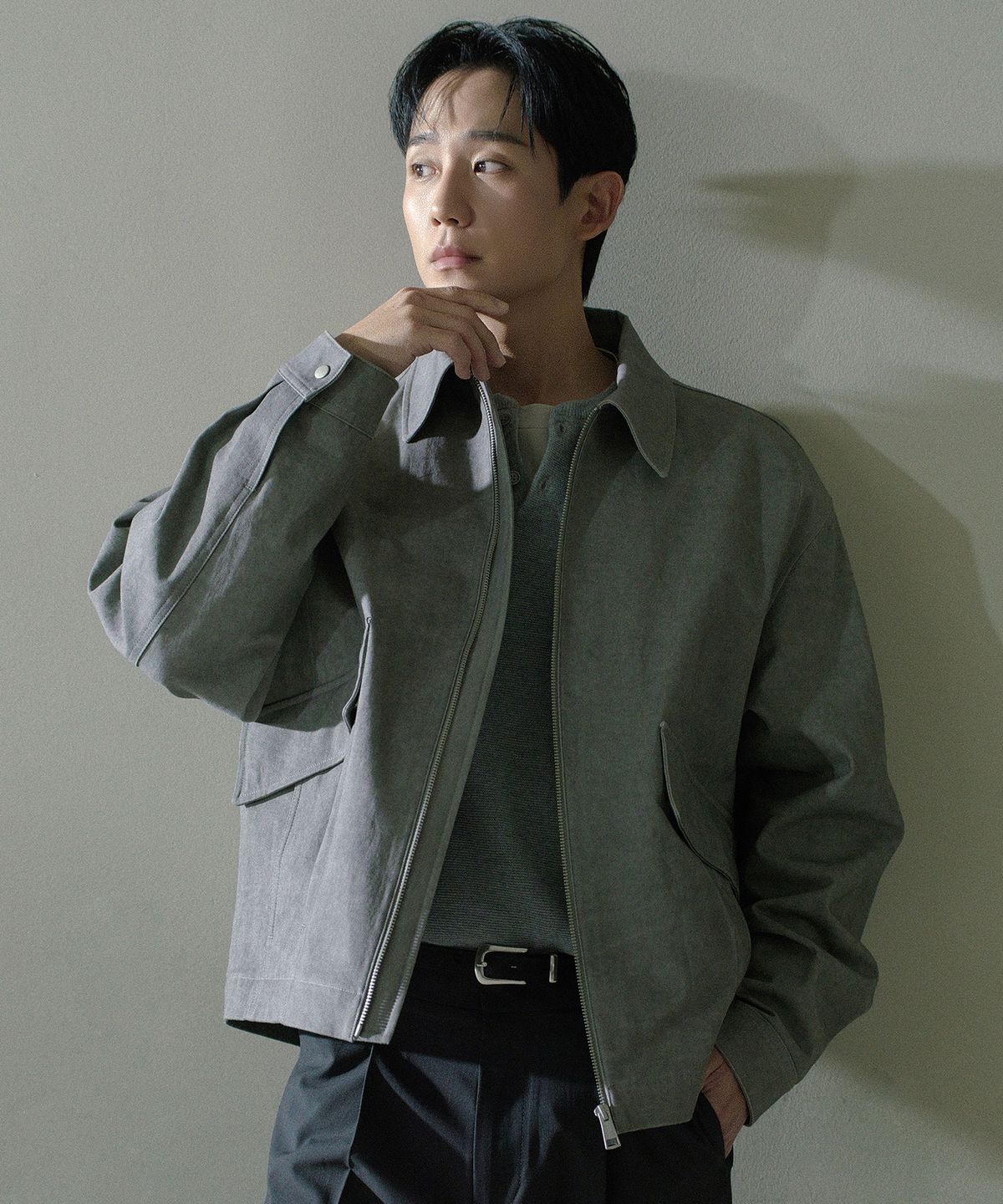 마인드브릿지(MINDBRIDGE) [COUTURE]피그먼트 워싱 오버핏 집업 점퍼
