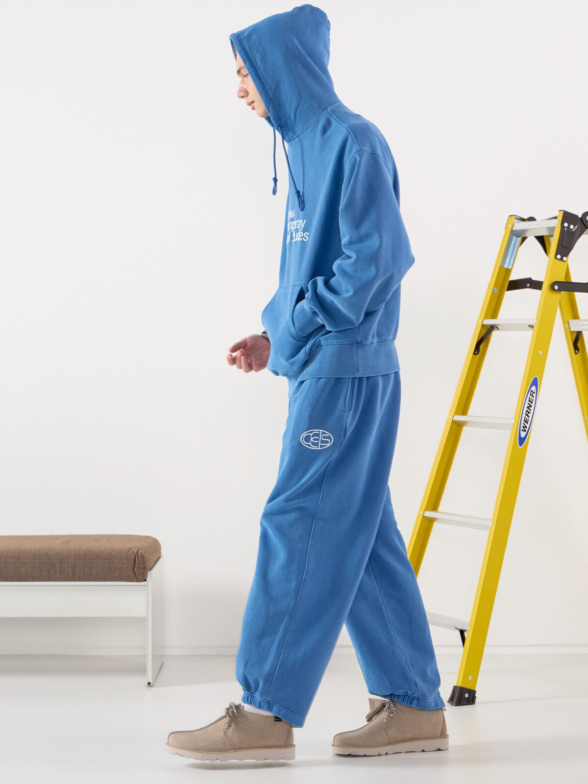 씨씨씨에스(CCCS) WORK BLUE NEAT SCRIPT HOODIE