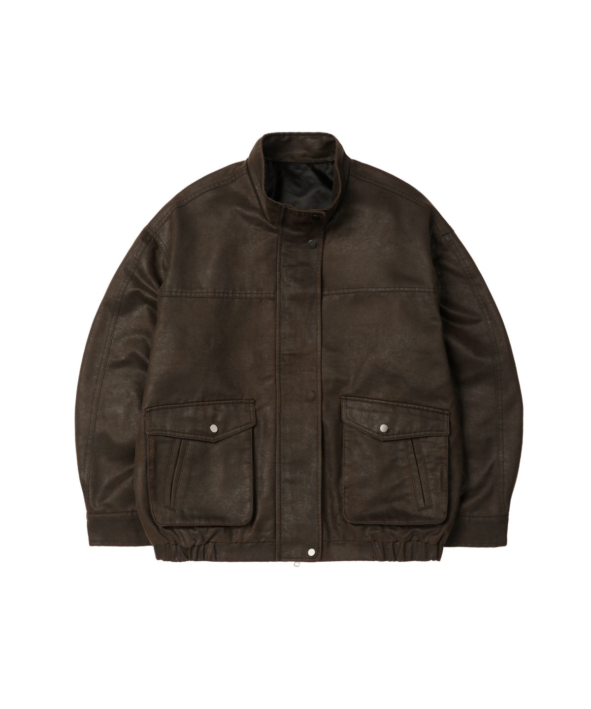 레더리(LEATHERY) 하이넥 워시드 레더 블루종 자켓 [BROWN]