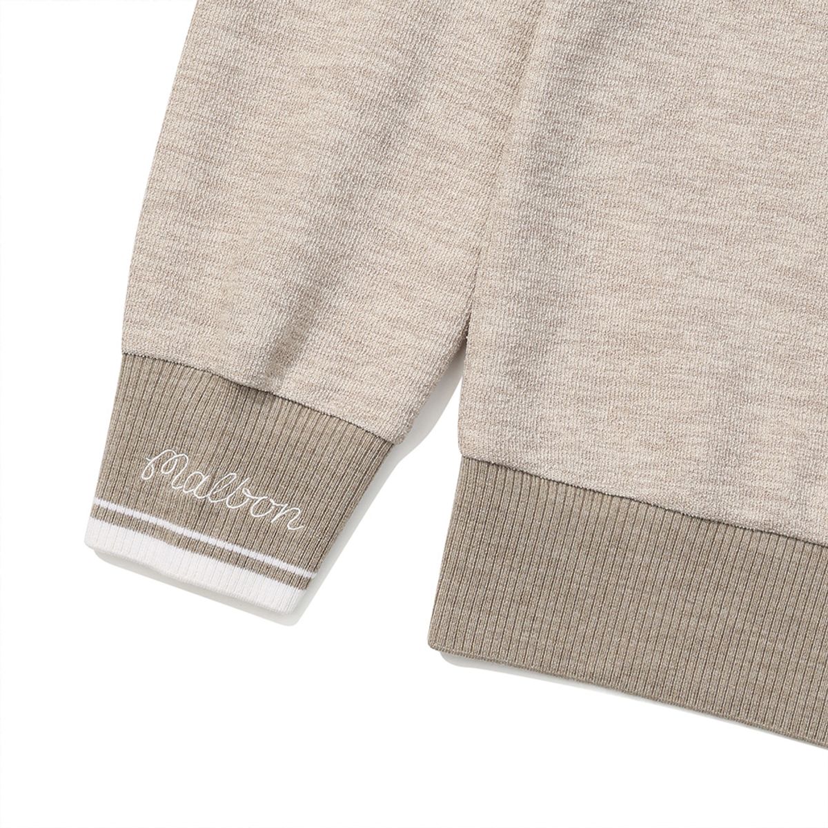 말본 골프(MALBON GOLF) 니트라이크 하프집업 후드 맨투맨 BEIGE (WOMAN)