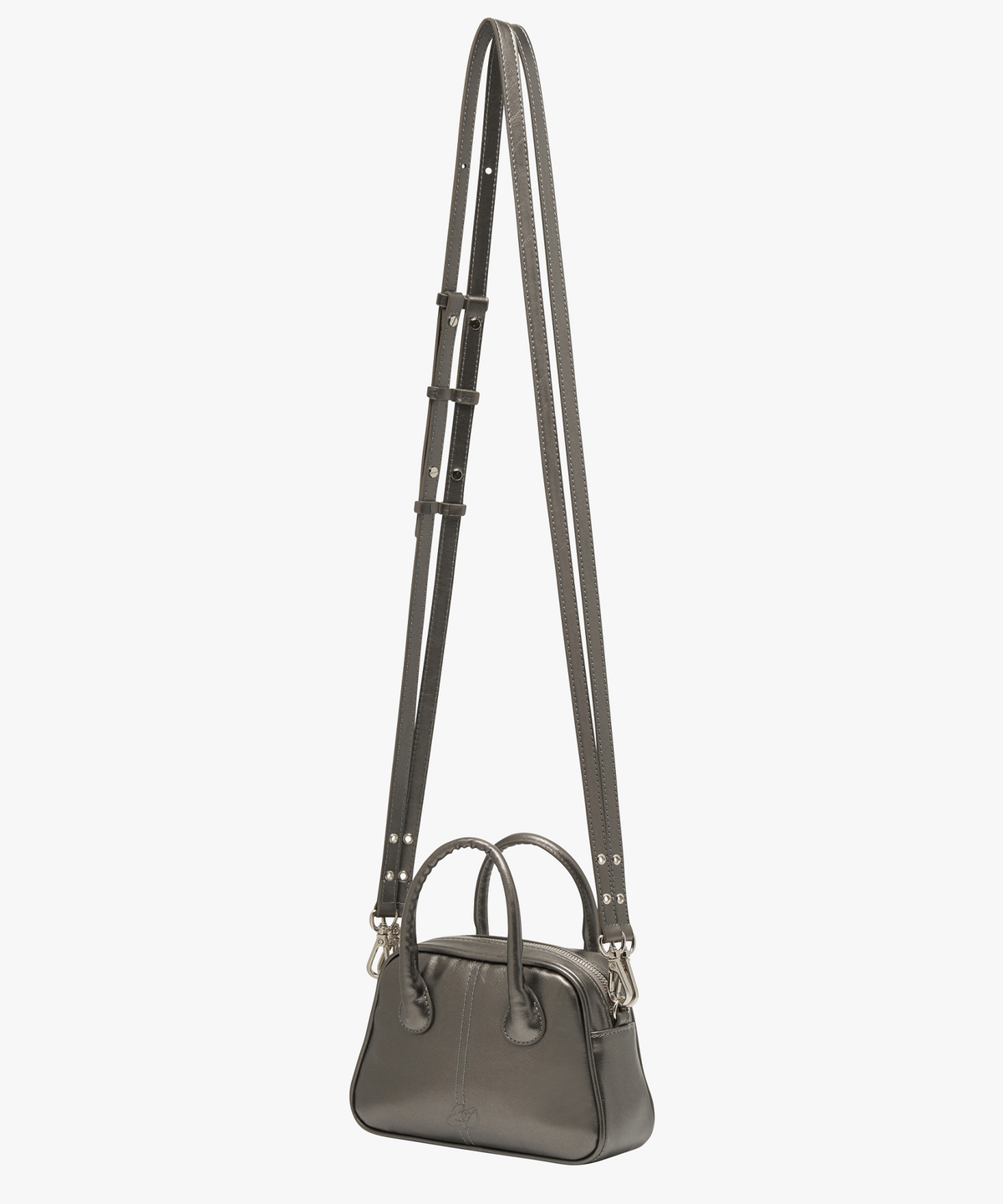 에쏘(ESSO) DOUBLE STRAP TOASTER MINI BAG IN CHARCOAL SILVER