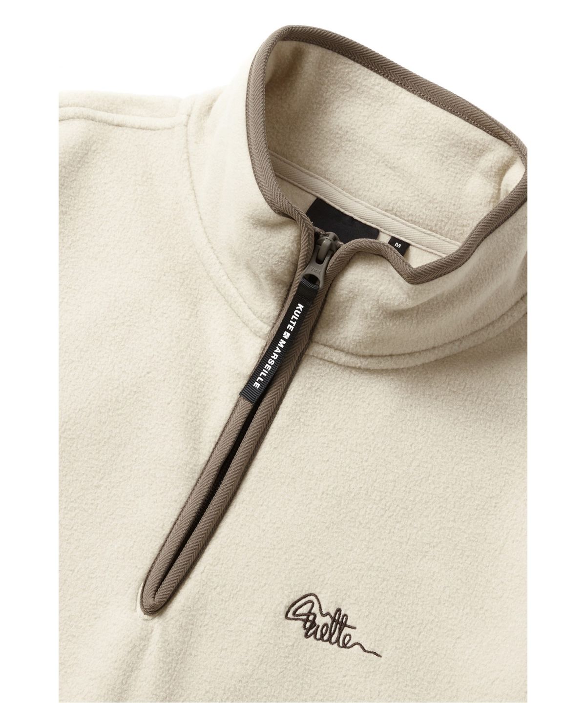 쿨트(KULTE) S-SCRIPT LOGO FLEECE HALF ZIP CREWNECK_L.BEIGE