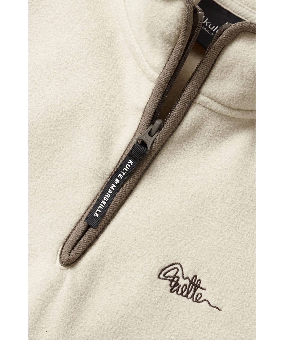 쿨트(KULTE) S-SCRIPT LOGO FLEECE HALF ZIP CREWNECK_L.BEIGE