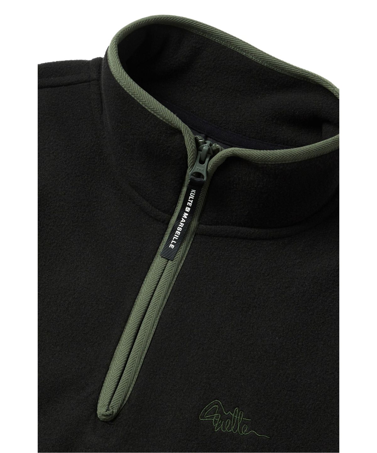 쿨트(KULTE) S-SCRIPT LOGO FLEECE HALF ZIP CREWNECK_BLACK