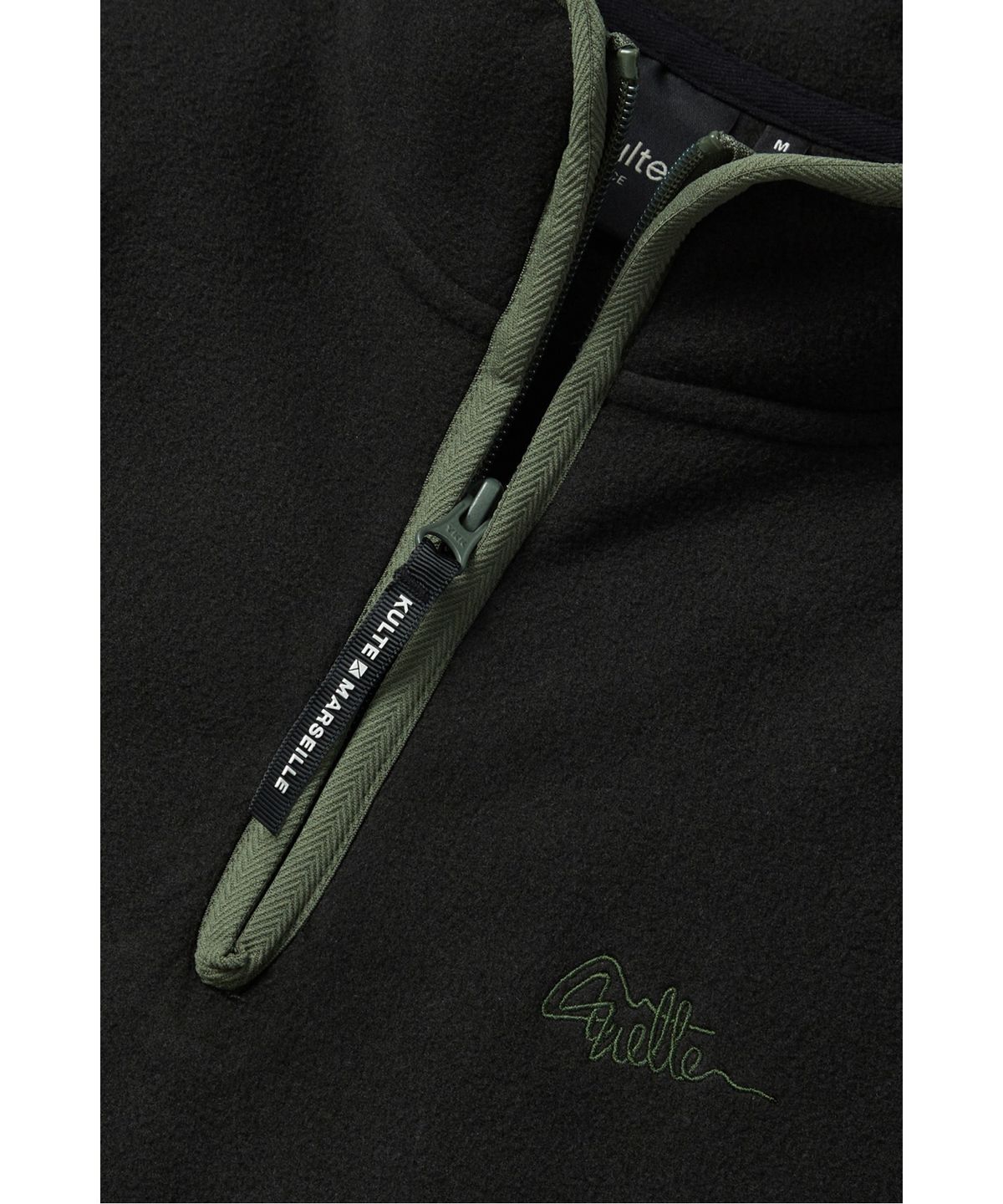 쿨트(KULTE) S-SCRIPT LOGO FLEECE HALF ZIP CREWNECK_BLACK