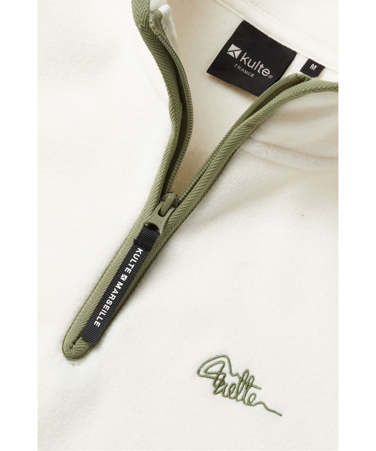 쿨트(KULTE) S-SCRIPT LOGO FLEECE HALF ZIP CREWNECK_IVORY