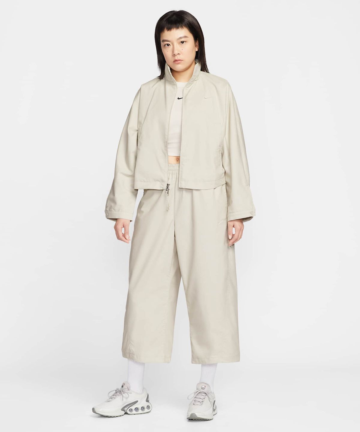 나이키(NIKE) 스포츠웨어 오버사이즈 미드라이즈 우븐 팬츠 W - 라이트 본:헤더:라이트 본 / IF5454-072