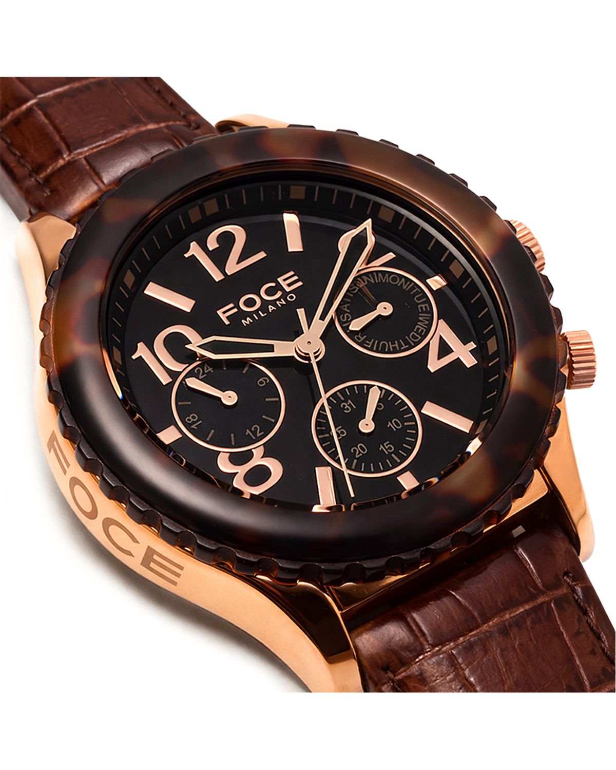 포체(FOCE) 44mm 카모플라주 남성 가죽시계 FM7741L-GD