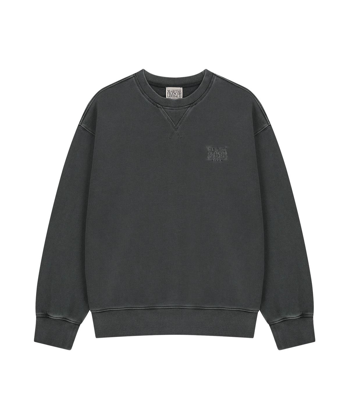 마리떼 프랑소와 저버(MARITHÉ + FRANҪOIS GIRBAUD) OUTLINE CLASSIC LOGO DYEING OVERSIZED SWEATSHIRT charcoal