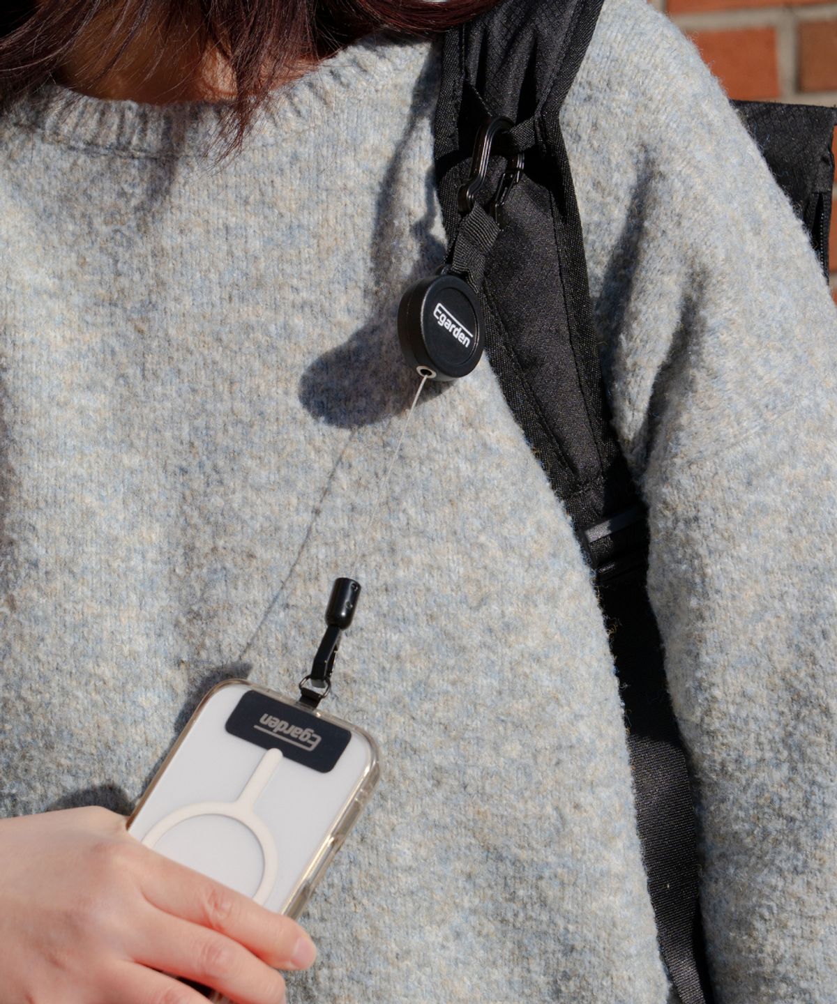 에가든(EGARDEN) 리트랙션 와이어 스마트폰 체인 해외 여행 분실 도난 방지 핸드폰 고리 - 블랙