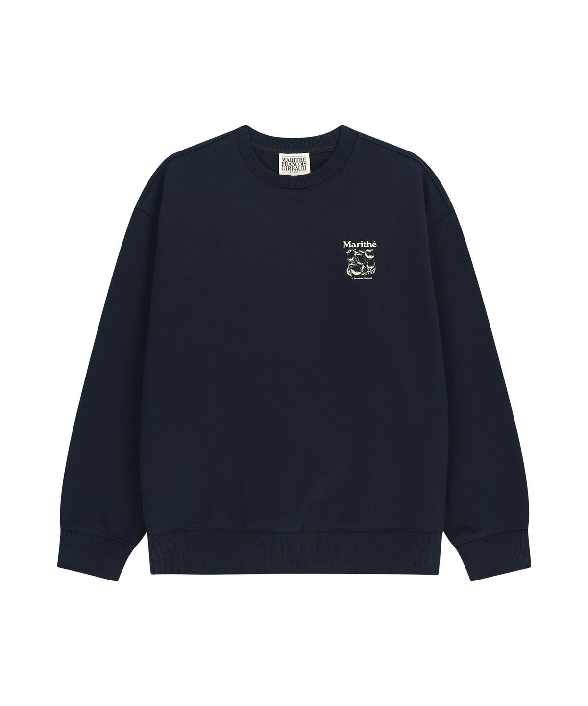 마리떼 프랑소와 저버(MARITHÉ + FRANҪOIS GIRBAUD) [REGEN] LEMON GRAPHIC OVERSIZED SWEATSHIRT navy