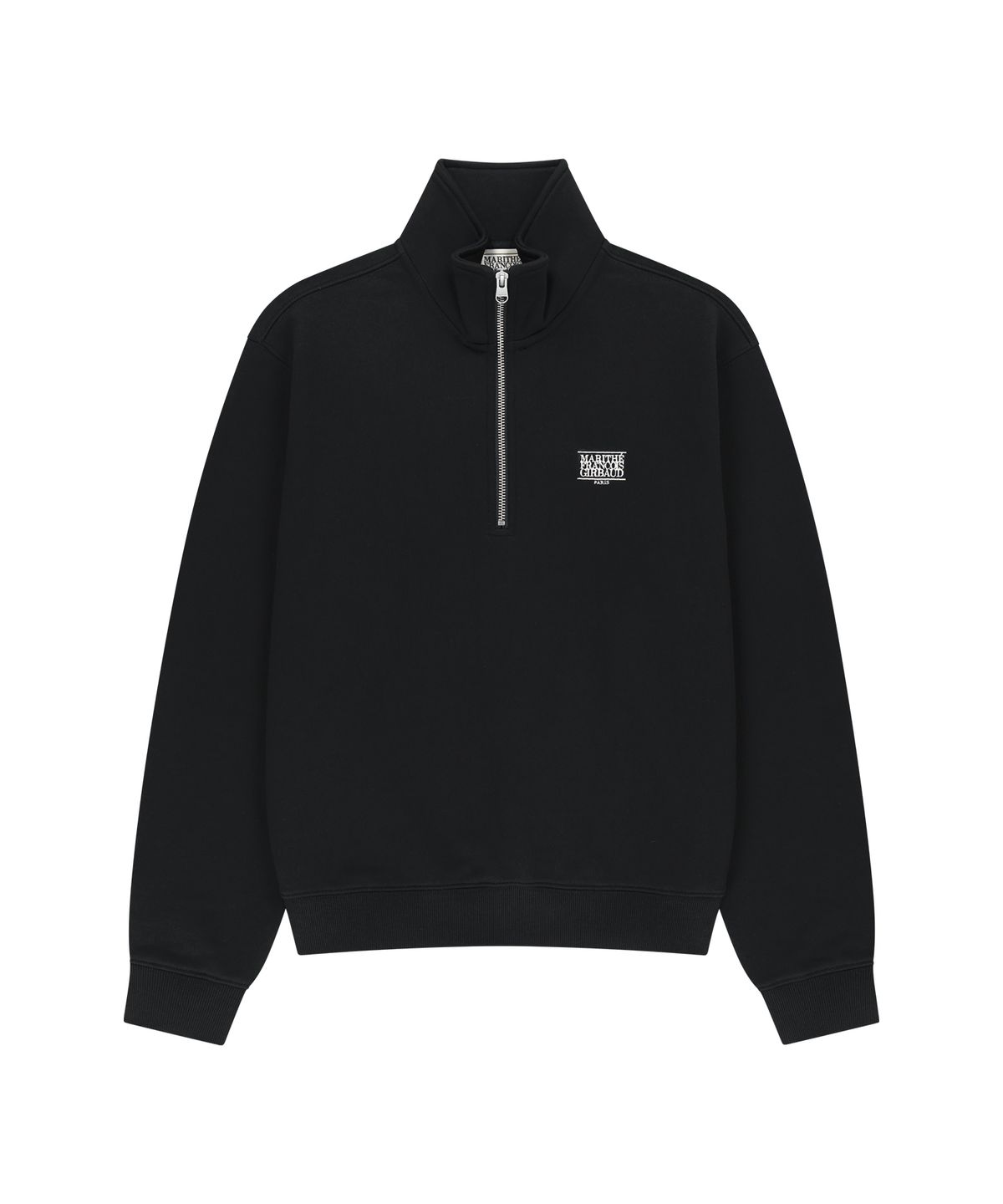 마리떼 프랑소와 저버(MARITHÉ + FRANҪOIS GIRBAUD) SMALL CLASSIC LOGO HALF ZIPUP SWEATSHIRT black