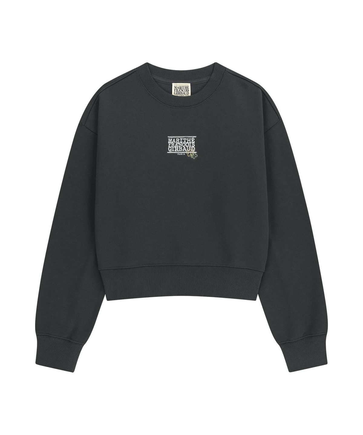 마리떼 프랑소와 저버(MARITHÉ + FRANҪOIS GIRBAUD) W FLOWER CLASSIC LOGO CROP SWEATSHIRT charcoal