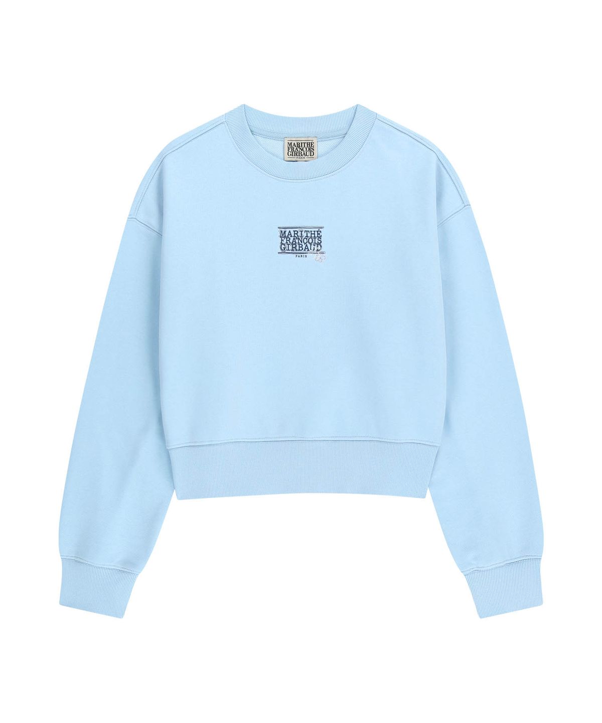 마리떼 프랑소와 저버(MARITHÉ + FRANҪOIS GIRBAUD) W FLOWER CLASSIC LOGO CROP SWEATSHIRT sky blue