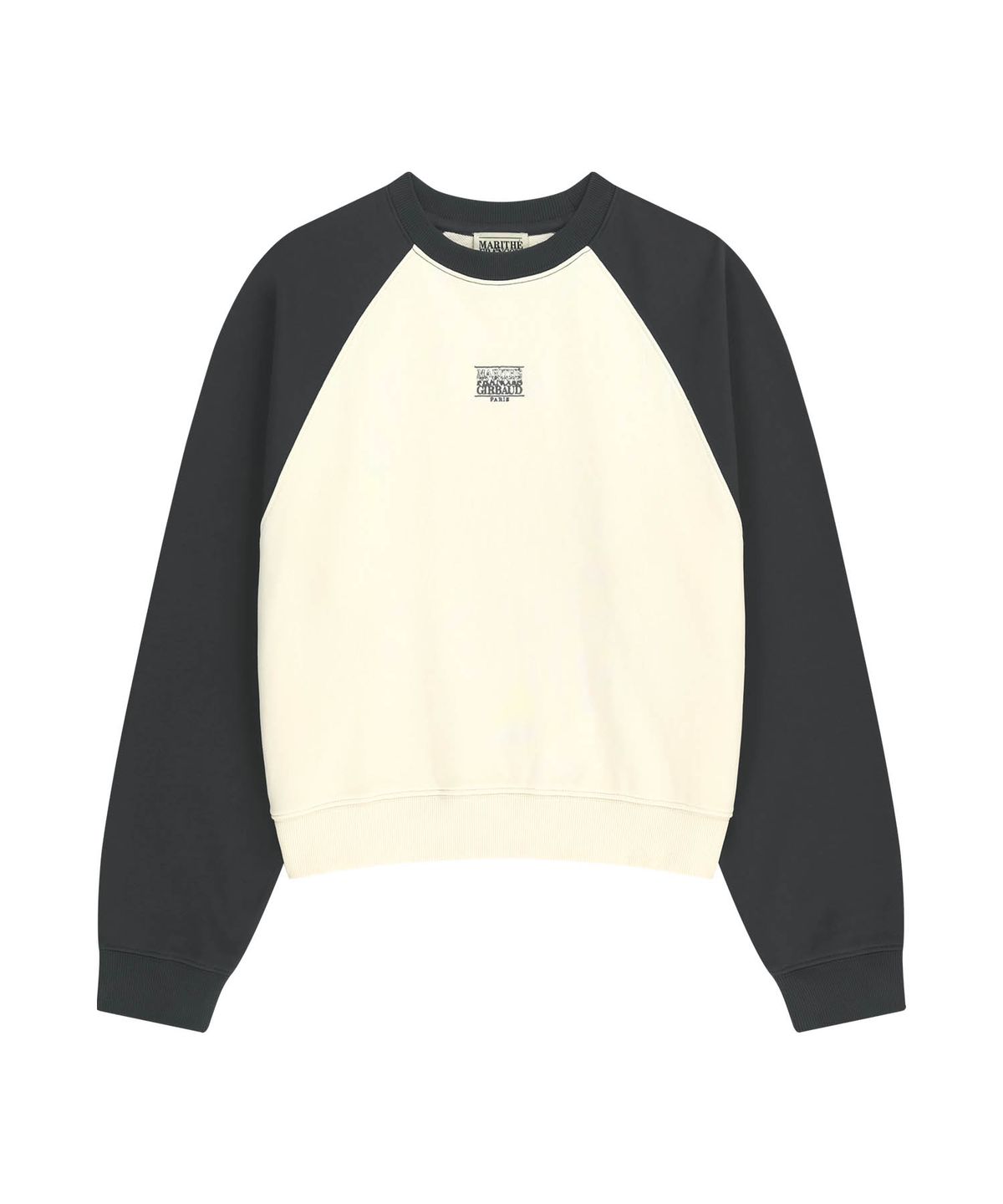 마리떼 프랑소와 저버(MARITHÉ + FRANҪOIS GIRBAUD) W BLOCK CLASSIC LOGO RAGLAN CROP SWEATSHIRT charcoal