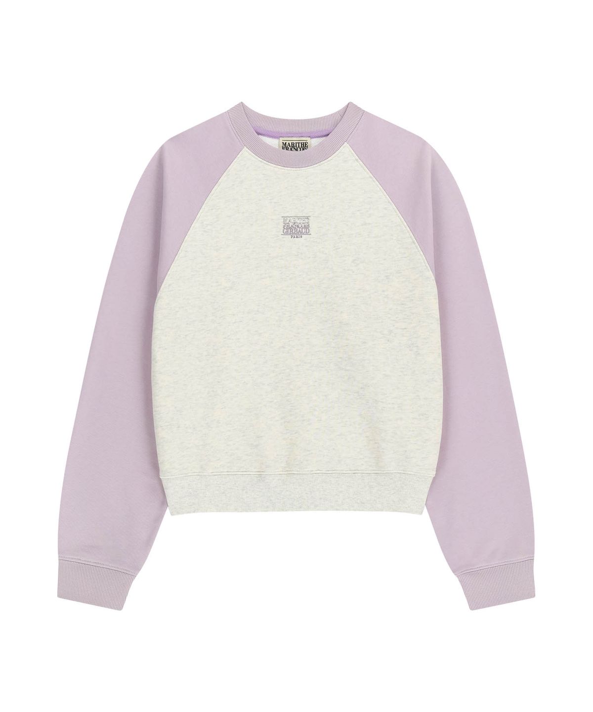 마리떼 프랑소와 저버(MARITHÉ + FRANҪOIS GIRBAUD) W BLOCK CLASSIC LOGO RAGLAN CROP SWEATSHIRT light purple