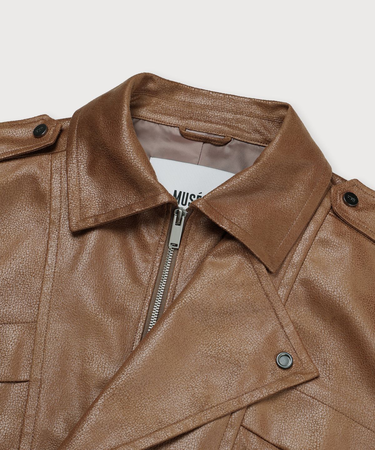 뮤제(MUSEE) MADRID Oversize Leather Rider Jacket_Camel