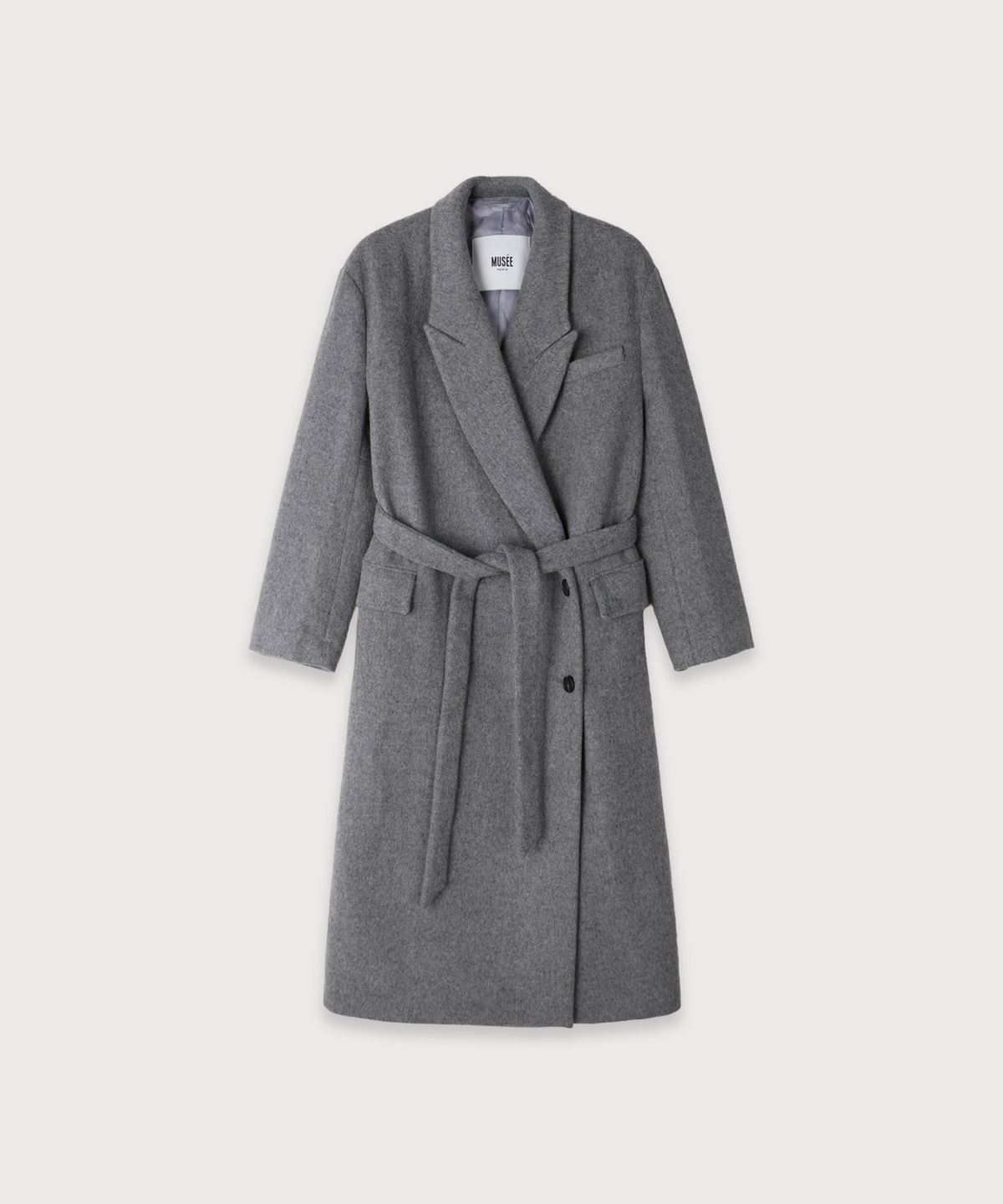 뮤제(MUSEE) LONDON Merino Wool Double Oversized Tailored Coat_Melange Gray