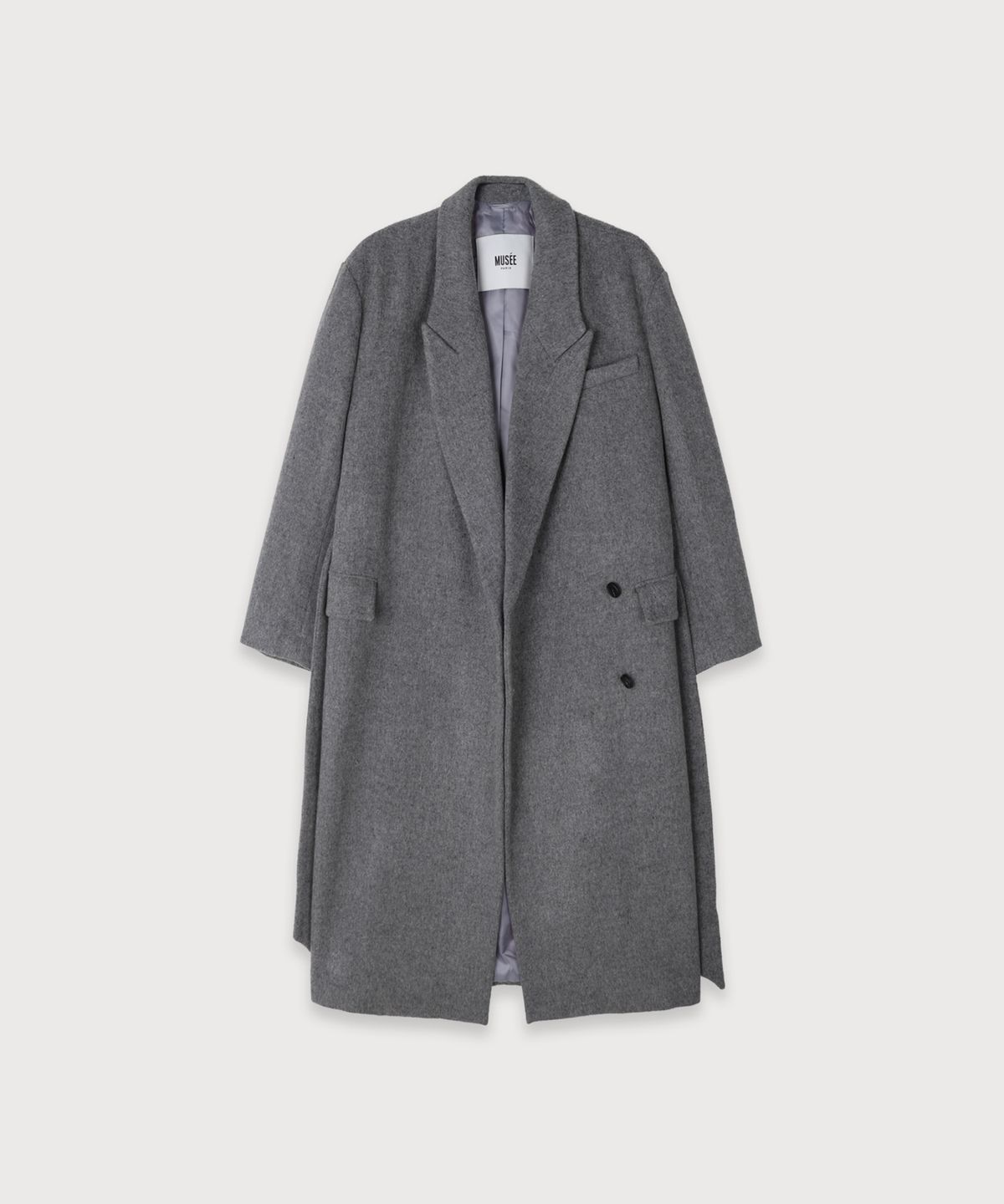 뮤제(MUSEE) LONDON Merino Wool Double Oversized Tailored Coat_Melange Gray