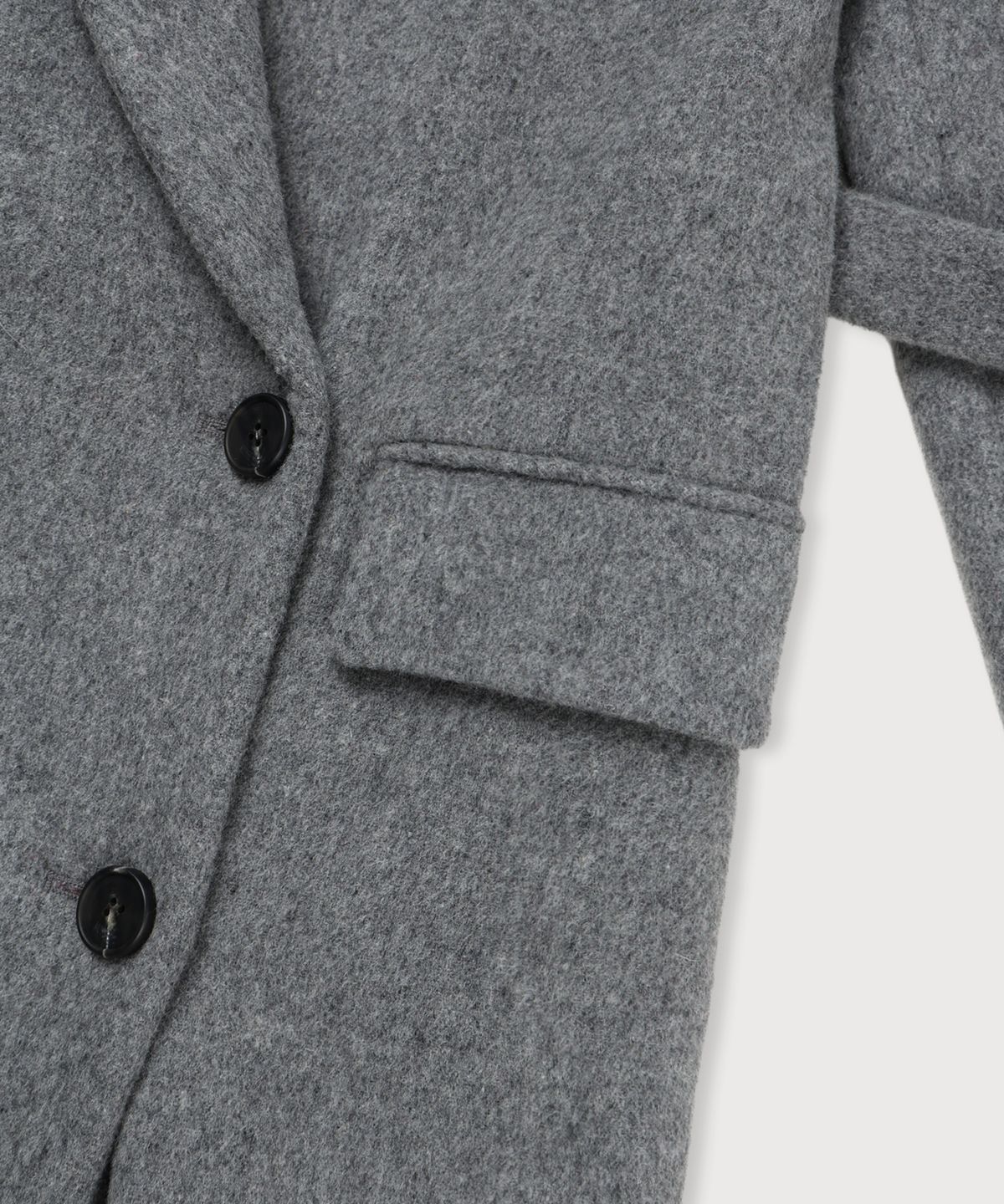 뮤제(MUSEE) LONDON Merino Wool Double Oversized Tailored Coat_Melange Gray
