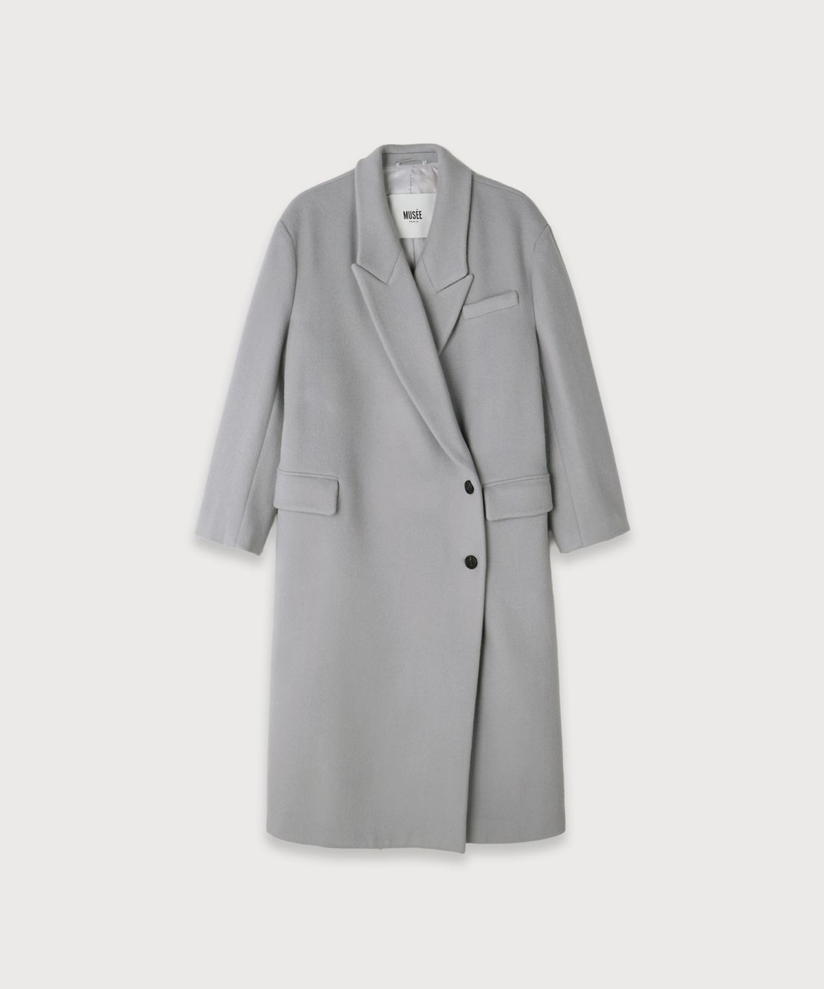 뮤제(MUSEE) LONDON Merino Wool Double Oversized Tailored Coat_Light Gray