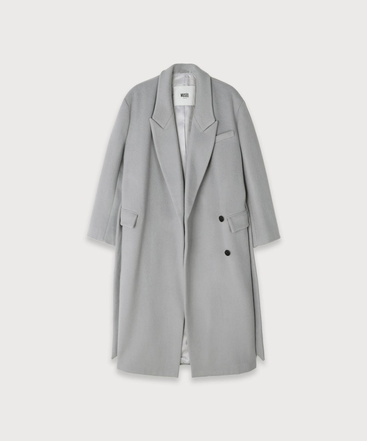 뮤제(MUSEE) LONDON Merino Wool Double Oversized Tailored Coat_Light Gray