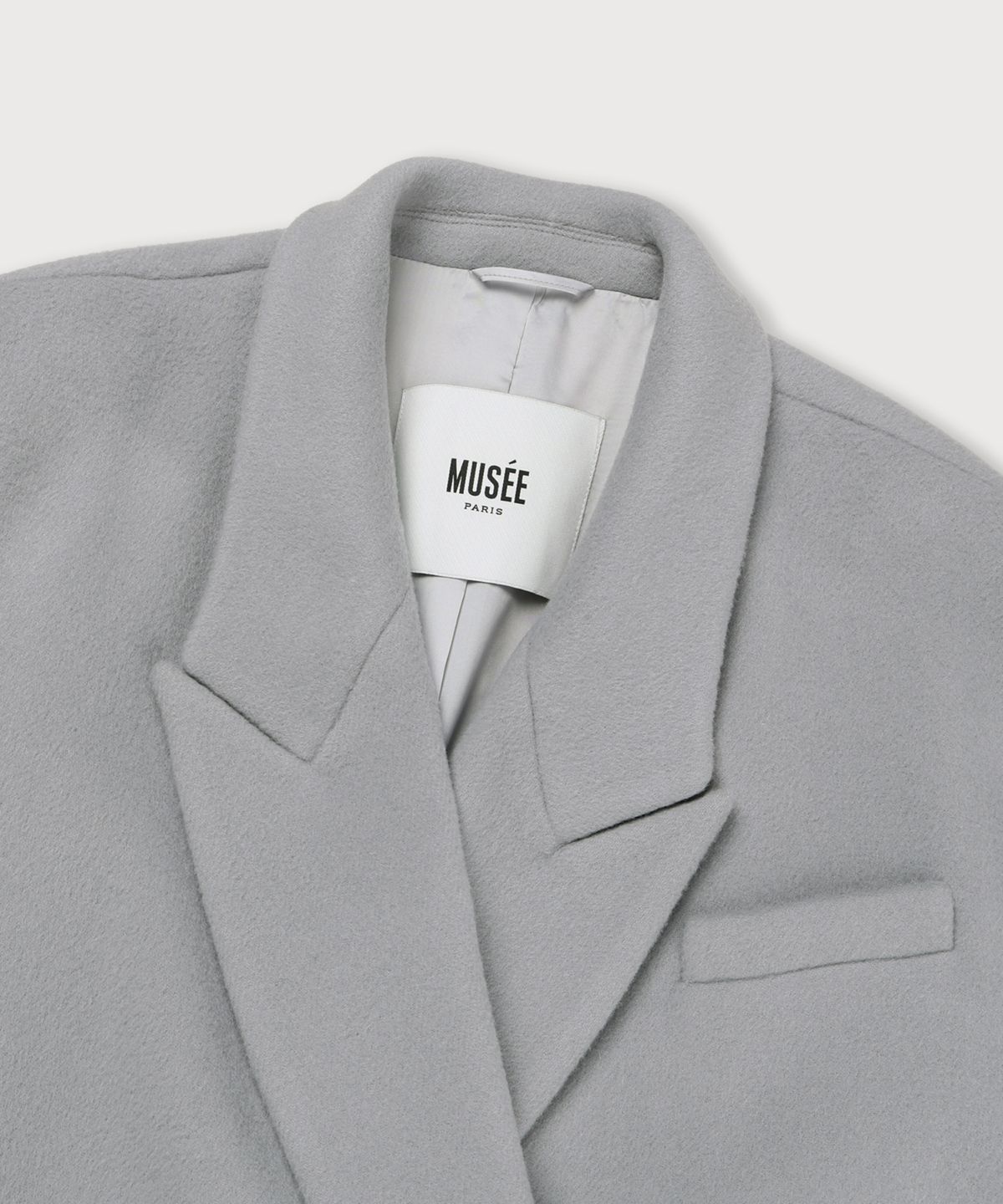 뮤제(MUSEE) LONDON Merino Wool Double Oversized Tailored Coat_Light Gray