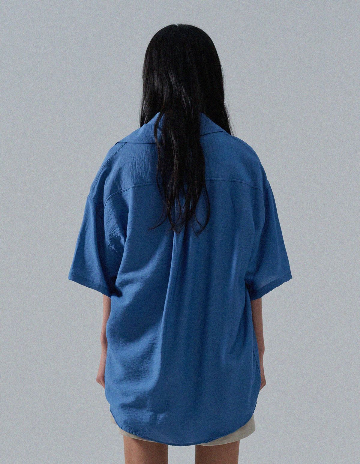 네일비(NEILBE) 오픈칼라 실키드 린넨셔츠 [blue]