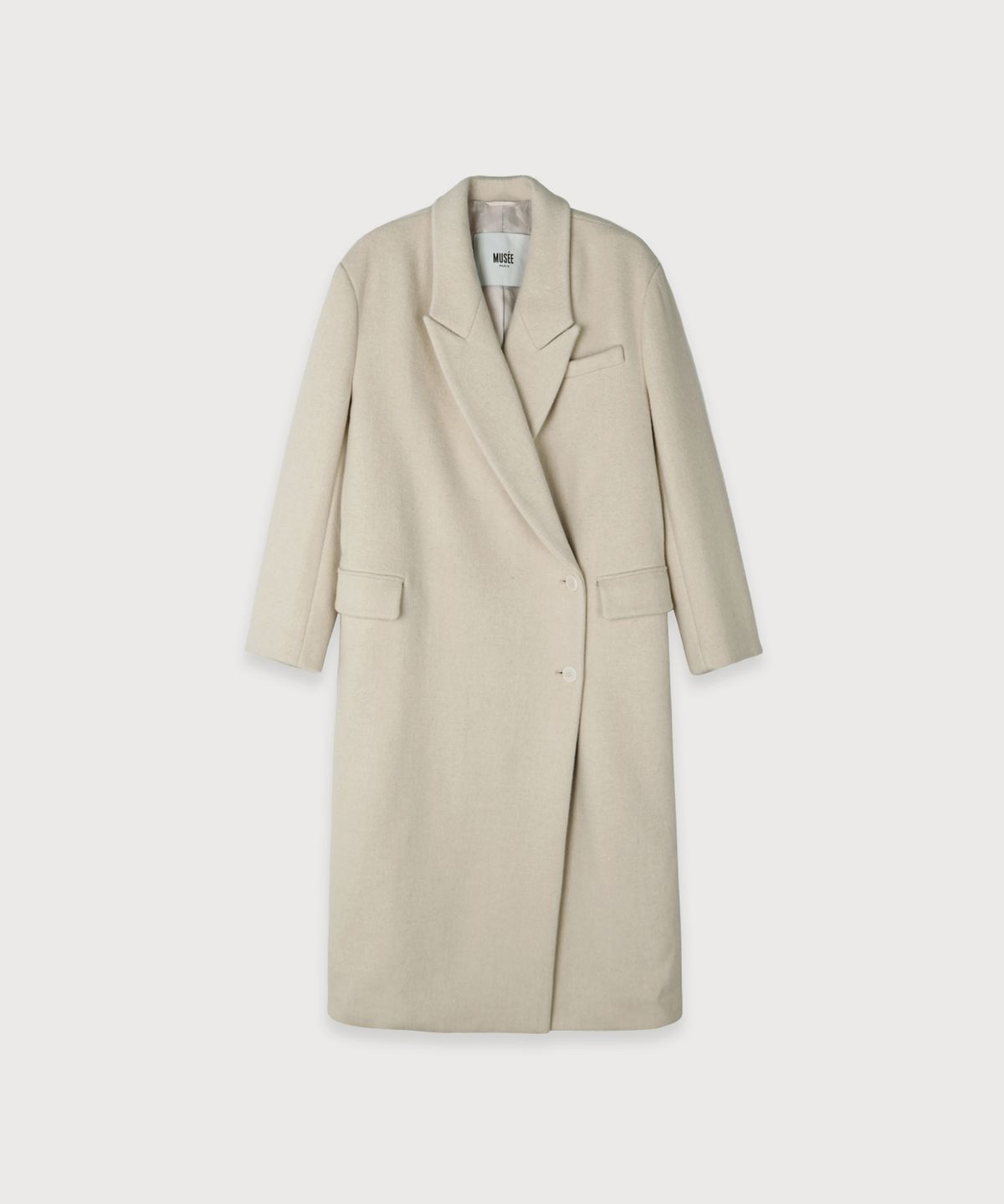 뮤제(MUSEE) LONDON Merino Wool Double Oversized Tailored Coat_Ivory