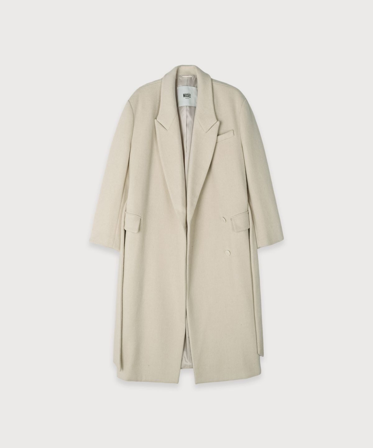뮤제(MUSEE) LONDON Merino Wool Double Oversized Tailored Coat_Ivory