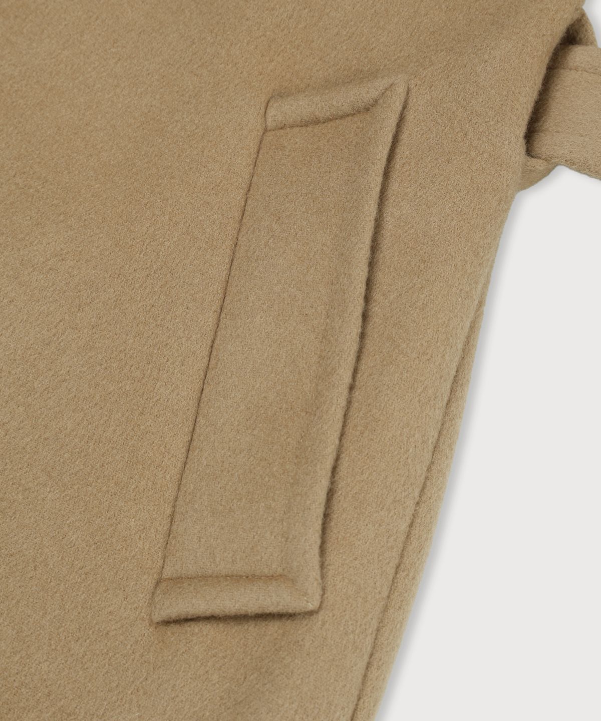 뮤제(MUSEE) NOIR Belted Balmacaan Merino Wool Coat_Camel